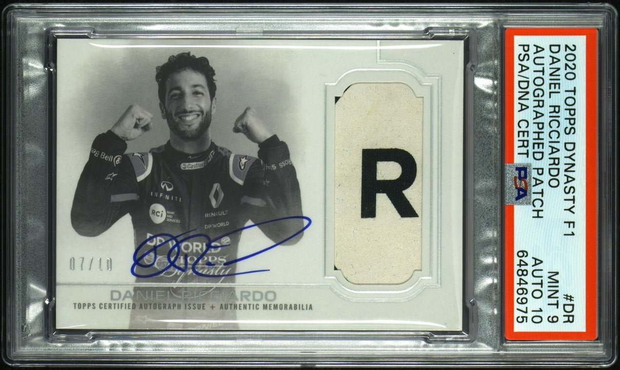 2020 Topps Dynasty F1 Daniel Ricciardo #DAP DR PSA 10 Auto Patch /10 - Rare F1 Trading Card for Collectors and Motorsport Fans