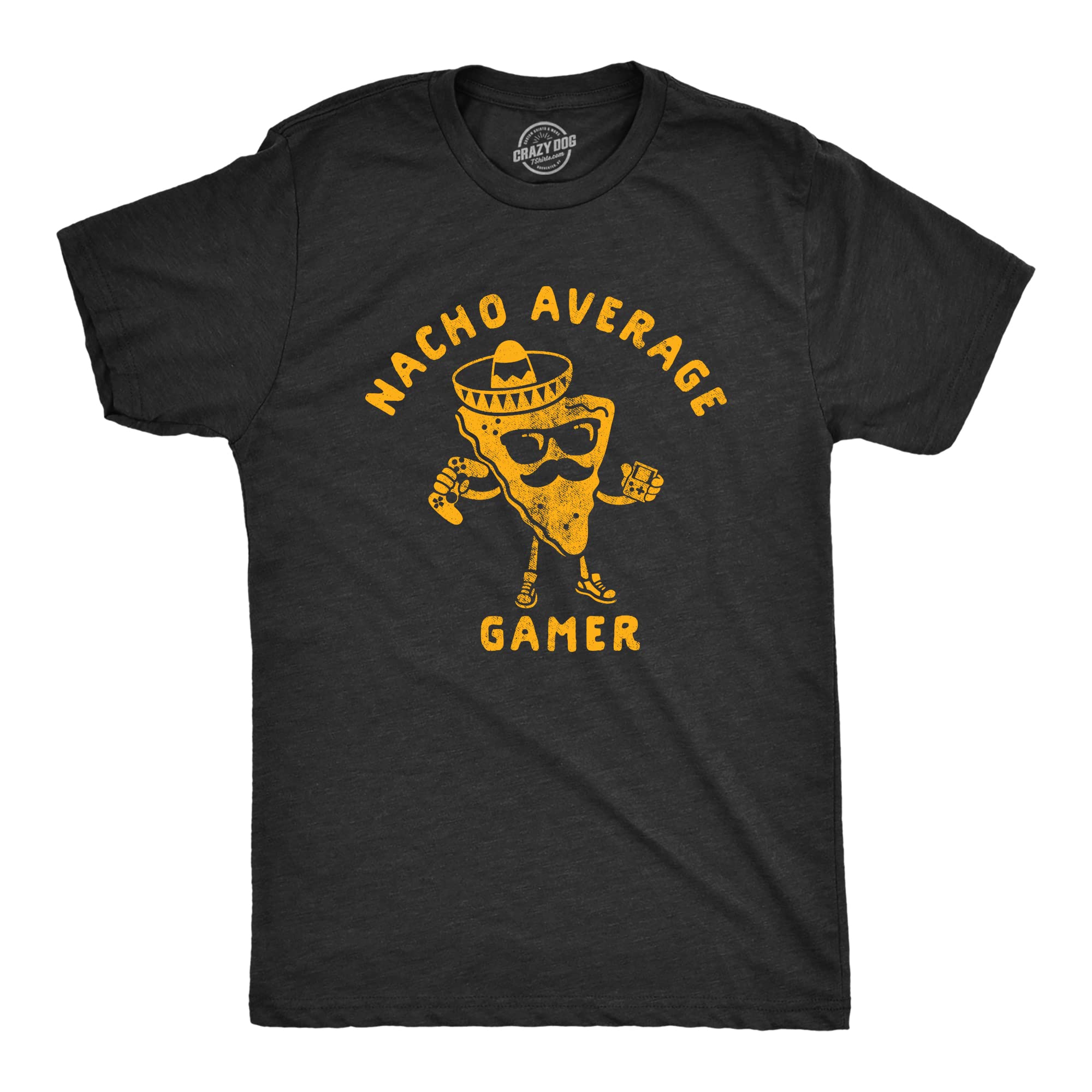 Funny Men's Nacho Average Gamer T-Shirt | Nerdy Video Game Novelty Tee for Casual Wear & Gaming Events