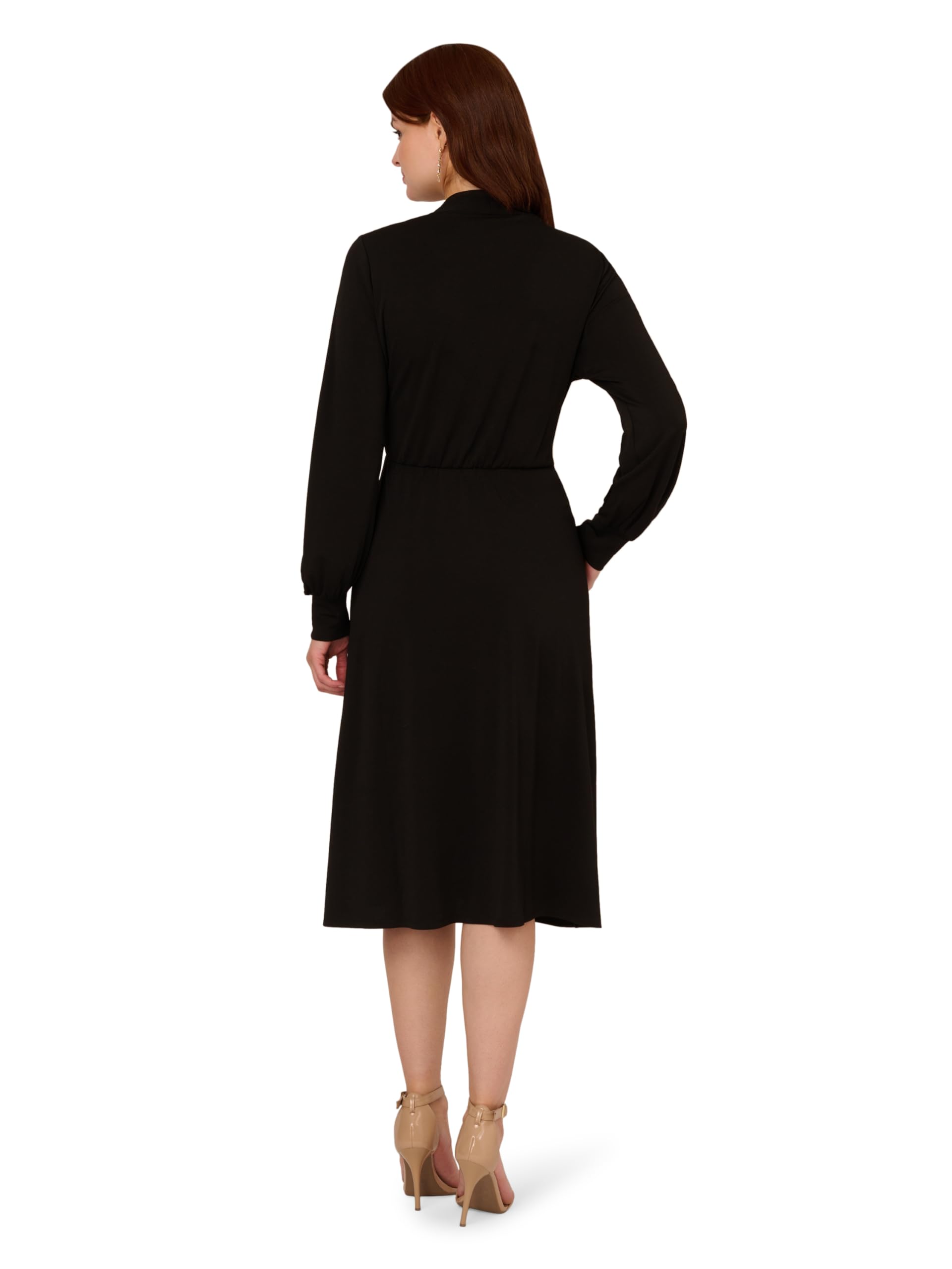 Adrianna Papell Women's Long Sleeve Wrap Midi Dress - Elegant Formal & Cocktail Party Wear for Weddings, Evening Events & Special Occasions