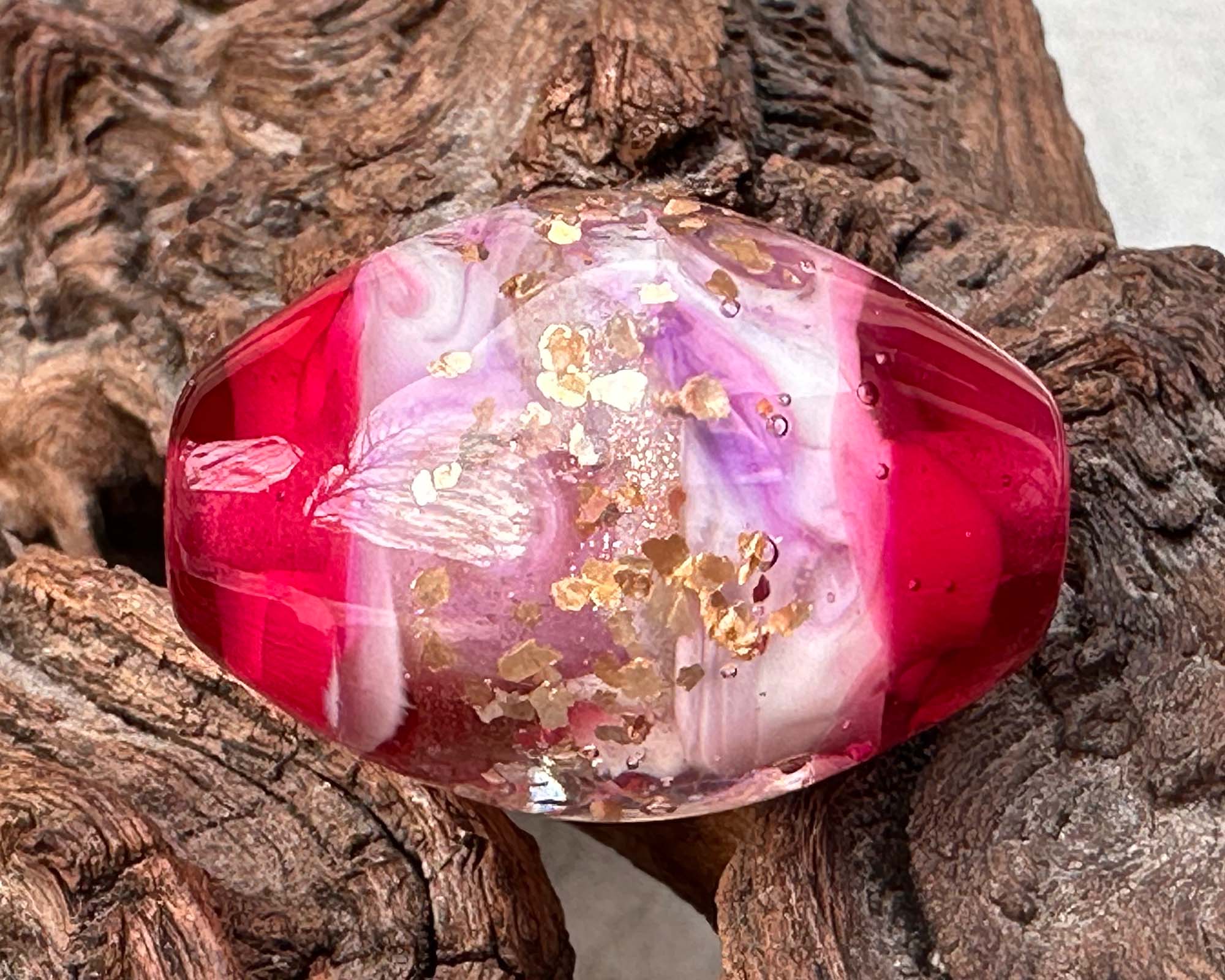 Fuchsia Elegance Lampwork Focal Bead SRA - Handmade Glass Bead for Jewelry Making, DIY Crafts & Beading Projects - Perfect for Necklaces, Bracelets & Earrings