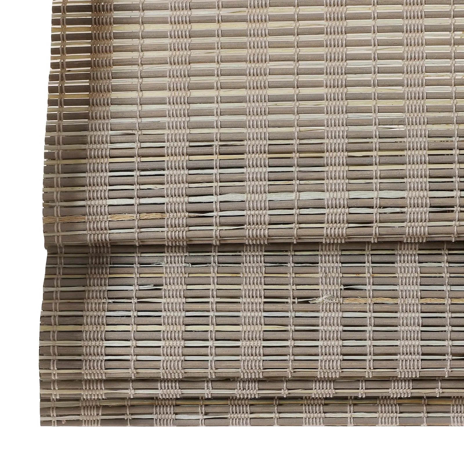 Natural Ramie Bamboo Woven Window Shade - Woodsmoke Color | Eco-Friendly Room Darkening Window Treatment for Living Room & Bedroom