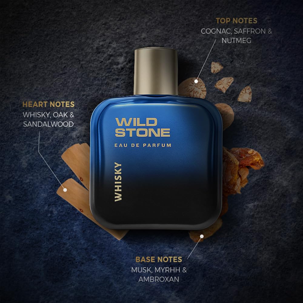 Premium Wild Stone Whisky Eau de Parfum for Men - 100ml Long-Lasting Fragrance with Captivating Scent | Perfect Gift for Him | Date Night, Office & Special Occasions