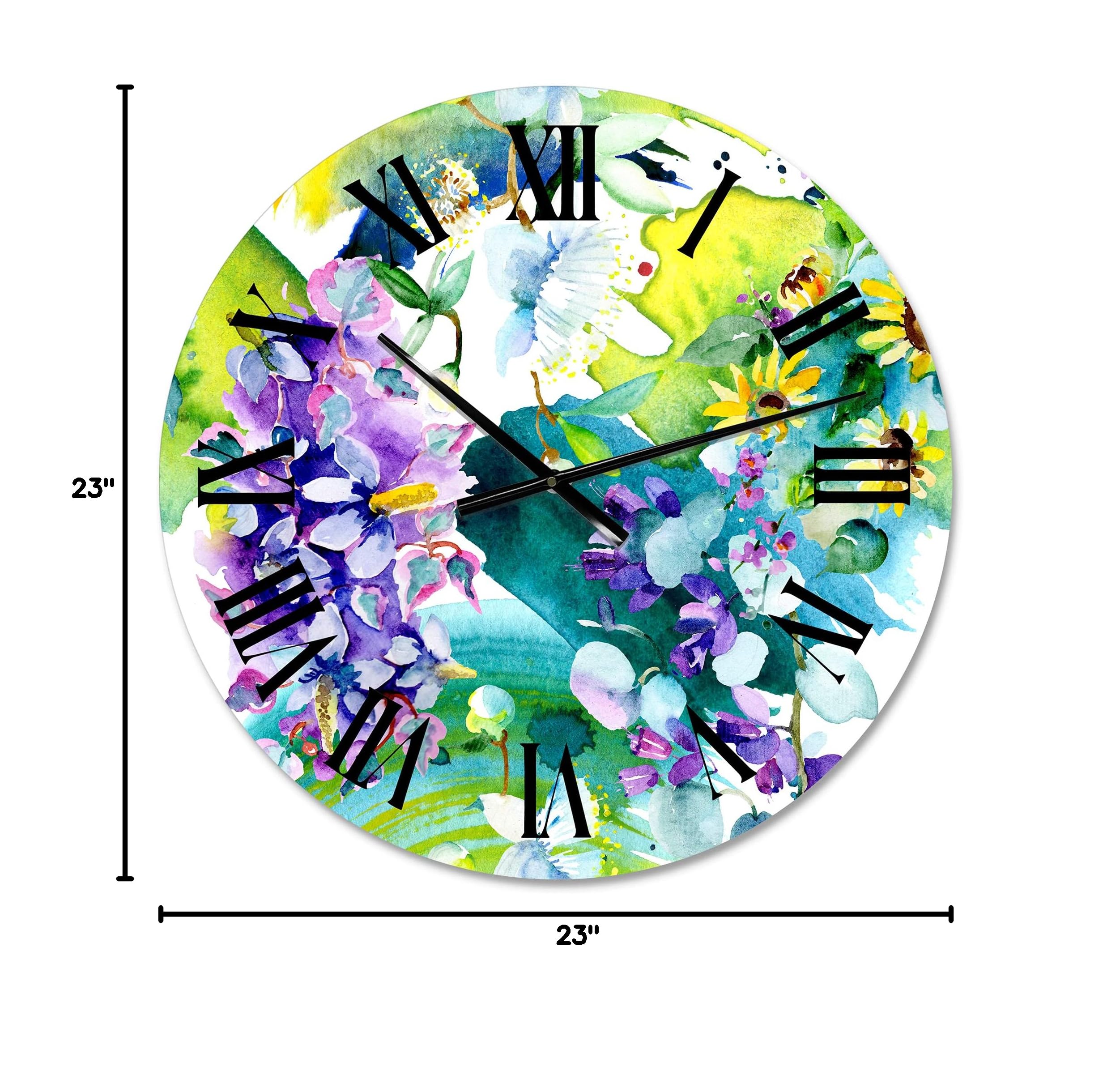 Farmhouse Wall Clock - Large Floral Wall Decor with Wildflowers and Sunflowers for Kitchen, Living Room, Bedroom & Office | Rustic Home Decor Gift Idea