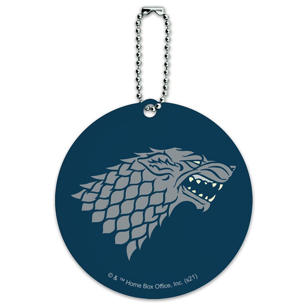 Game of Thrones Stark Sigil Round Luggage ID Tag - Suitcase & Carry-On Accessories for Travel, GOT Fan Gifts, Winter-Themed Bag Tags
