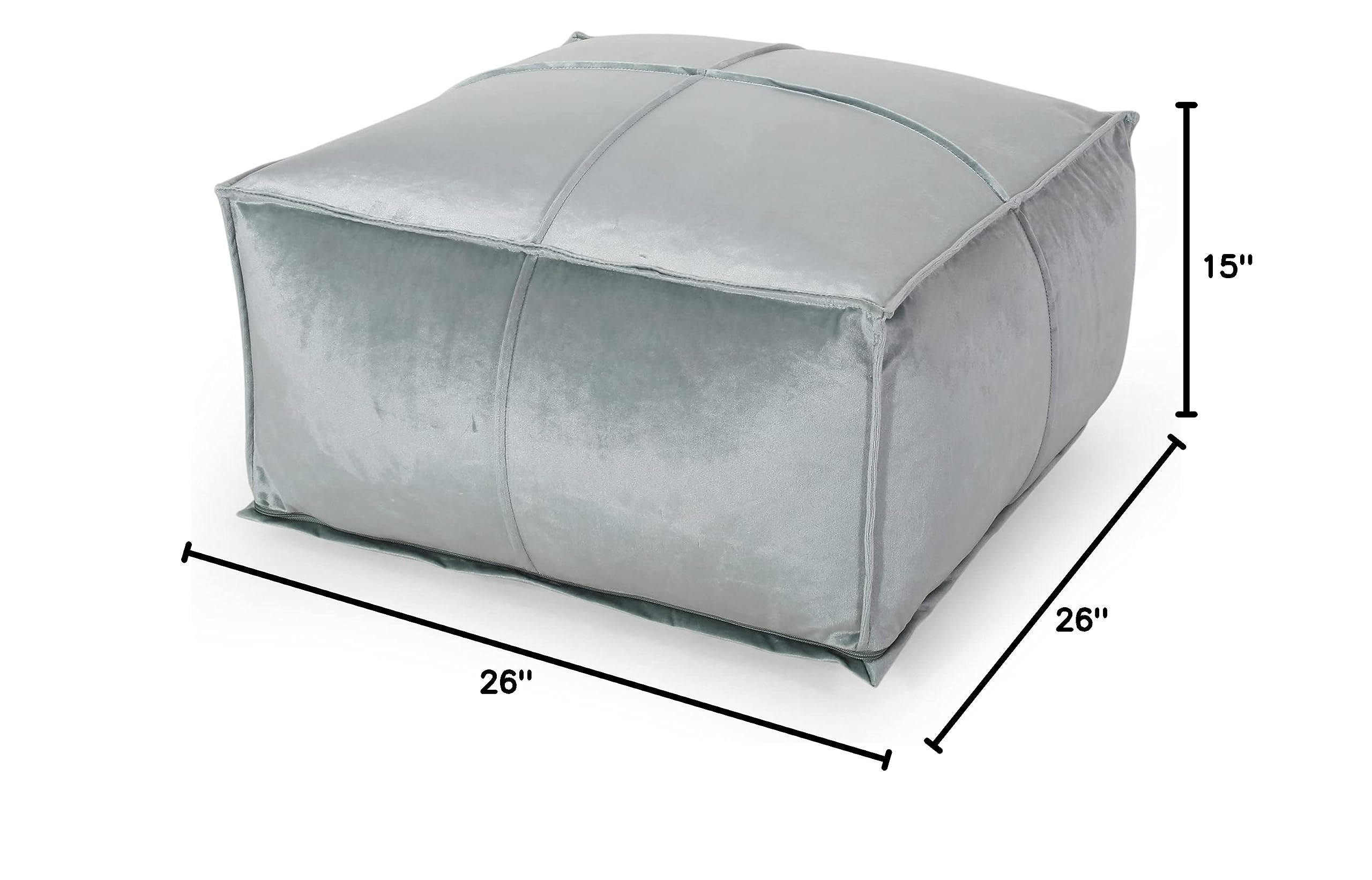 Christopher Knight Home Harrison Modern Glam Velvet Square Bean Bag Ottoman in Bronze - Stylish Footrest & Lounge Seating for Living Room, Bedroom & Dorm Decor