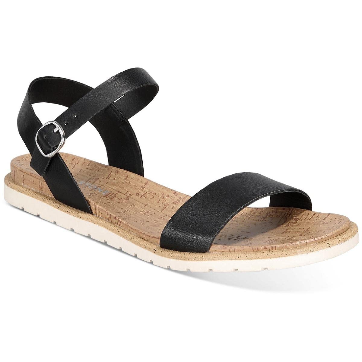 Women's Mattie Faux Leather Open Toe Flats - Comfortable Slip-On Shoes for Casual Wear, Office & Summer Outfits