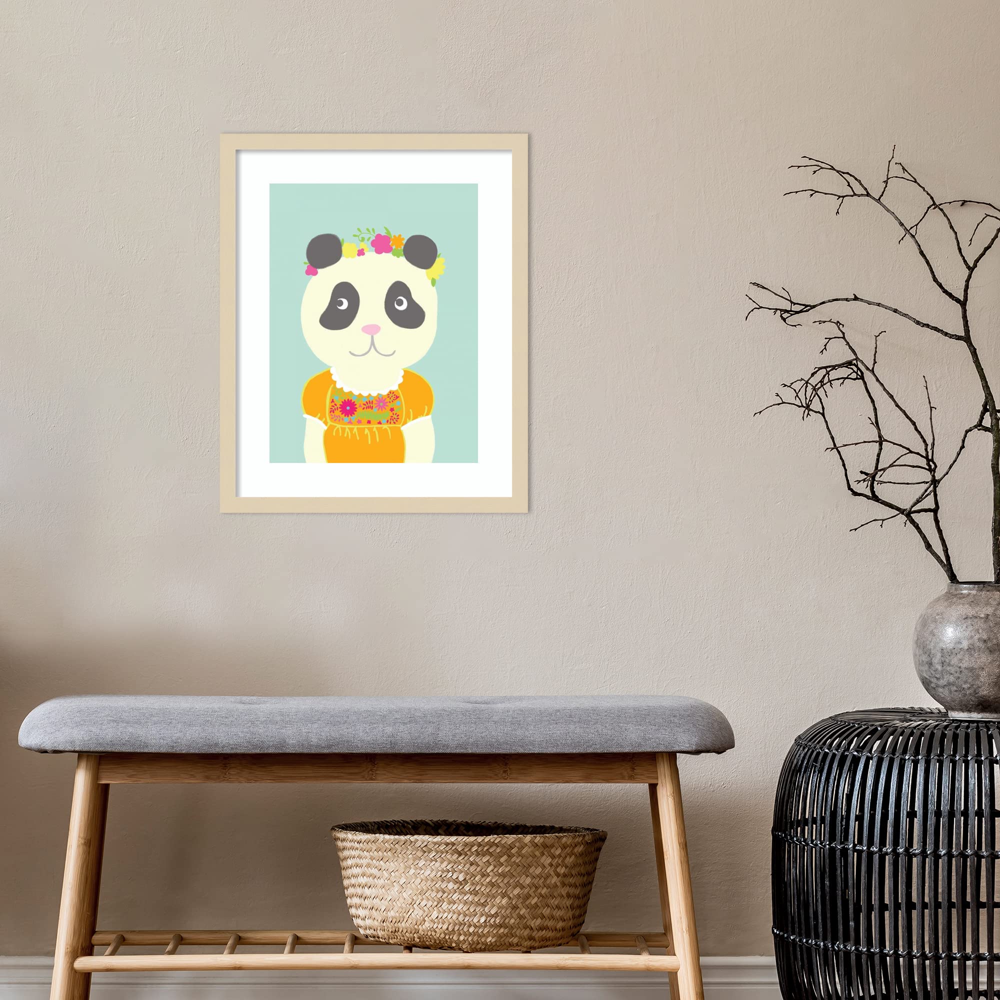Amanti Art Framed Wall Art Print - 21x17 Fancy Animals IV by Chariklia Zarris | Whimsical Animal Wall Decor | Small Poster Painting for Living Room, Bedroom, Office | Perfect for Nursery, Bathroom & Kitchen Decor