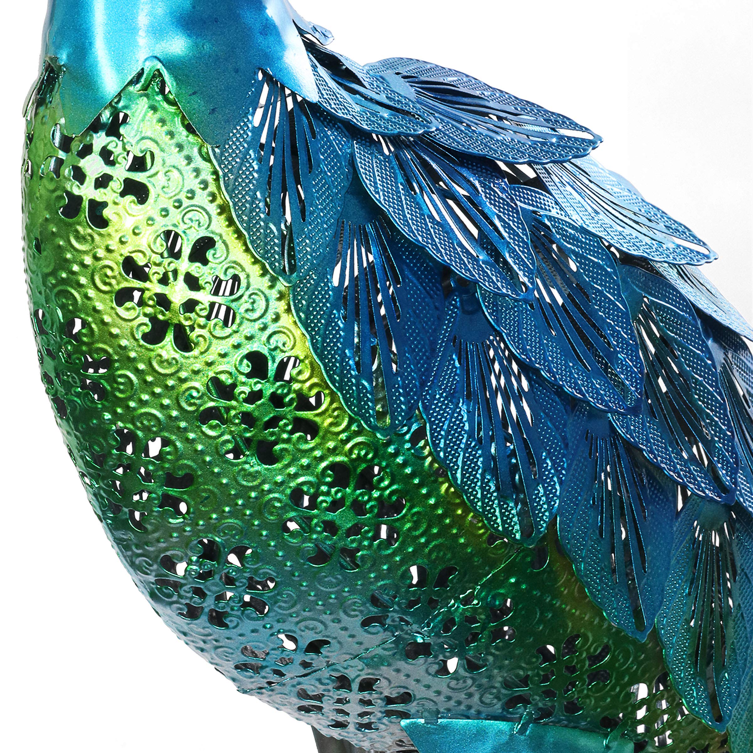 Exhart Coastal Blue Crane Garden Statue - 13 x 7 x 38.5 Inch Stamped Metal Outdoor Decor for Patio, Yard & Beach House Landscaping