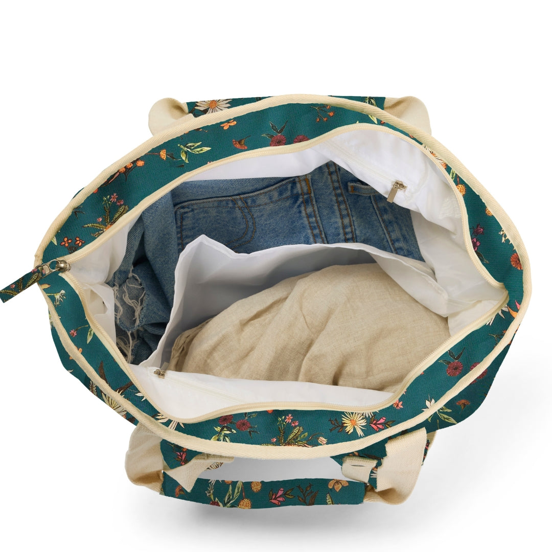 Stylish Native Botanical Beach Bag - Waterproof & Spacious Tote for Women - Perfect for Pool, Travel, and Summer Vacations