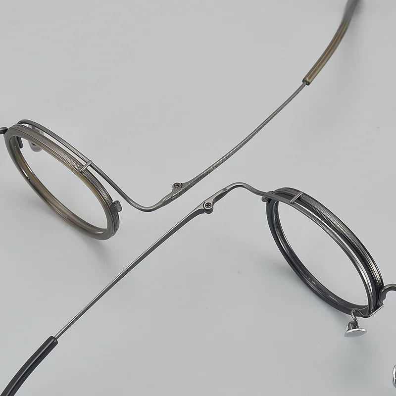 Stylish Unisex Black Titanium Acetate Round Eyeglasses Frame 6016 - Lightweight & Durable for Work, Reading & Fashion Accessories