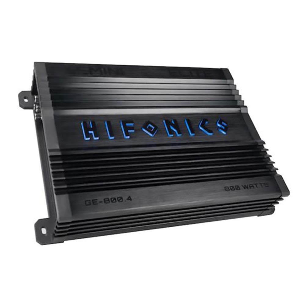 Hifonics 4 Channel 800W Car Amplifier - Class A/B Gemini Series Multichannel Amp, 2 Ohm Stable with Bass Boost & MOSFET Power for Car Audio, Subwoofer & Speakers | Perfect for Car Stereo Upgrades & Bass Enhancement