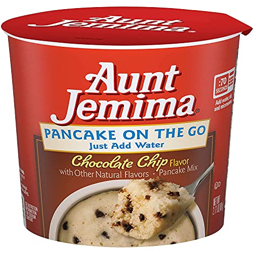 Aunt Jemima Chocolate Chip Pancake Mix Cups (12 Pack) - Quick & Easy Breakfast Solution for Busy Mornings, School Lunches & Family Gatherings
