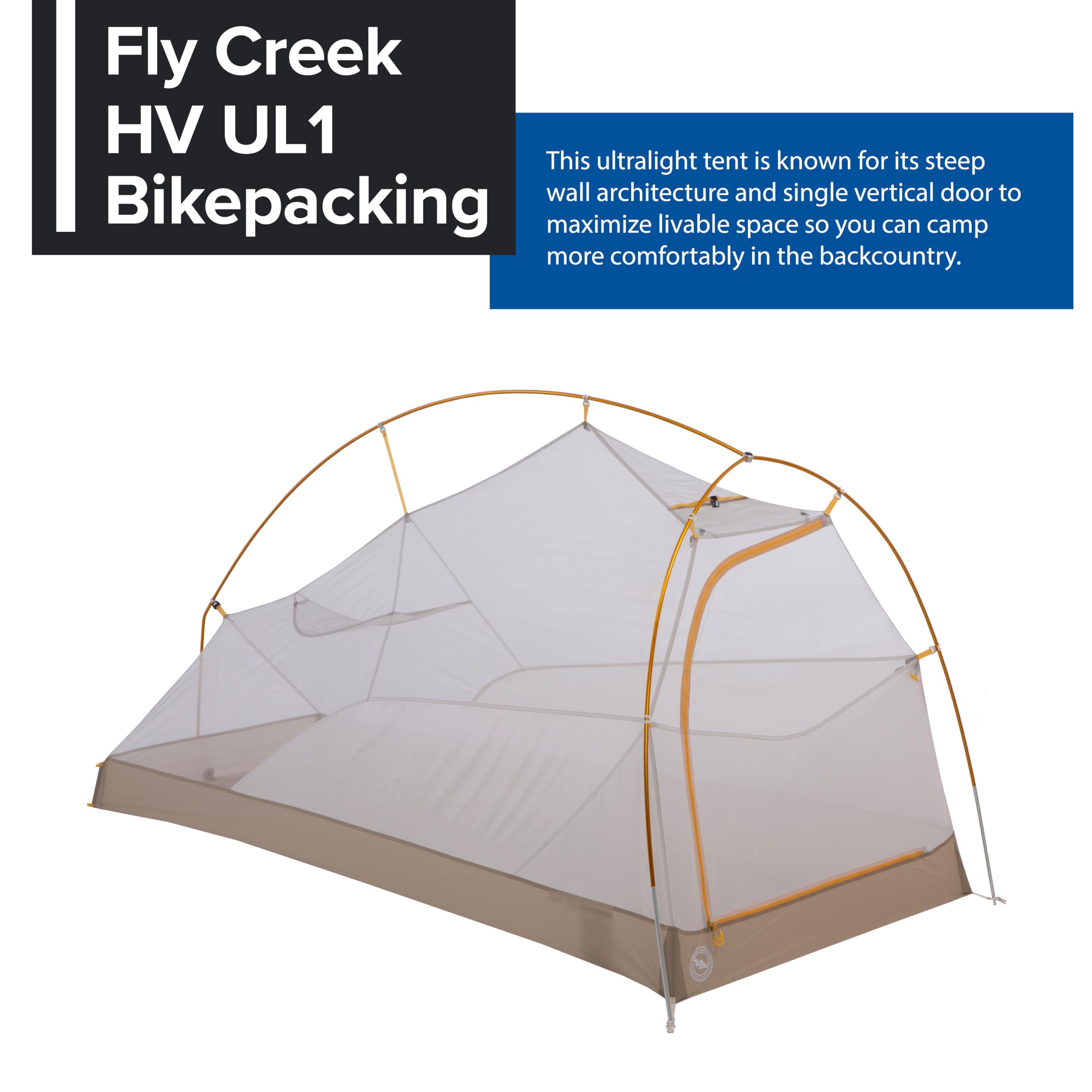 Big Agnes Fly Creek HV UL Bikepack Tent - Ultralight 1-Person Backpacking & Bicycle Touring Shelter for Adventure Camping & Outdoor Exploration