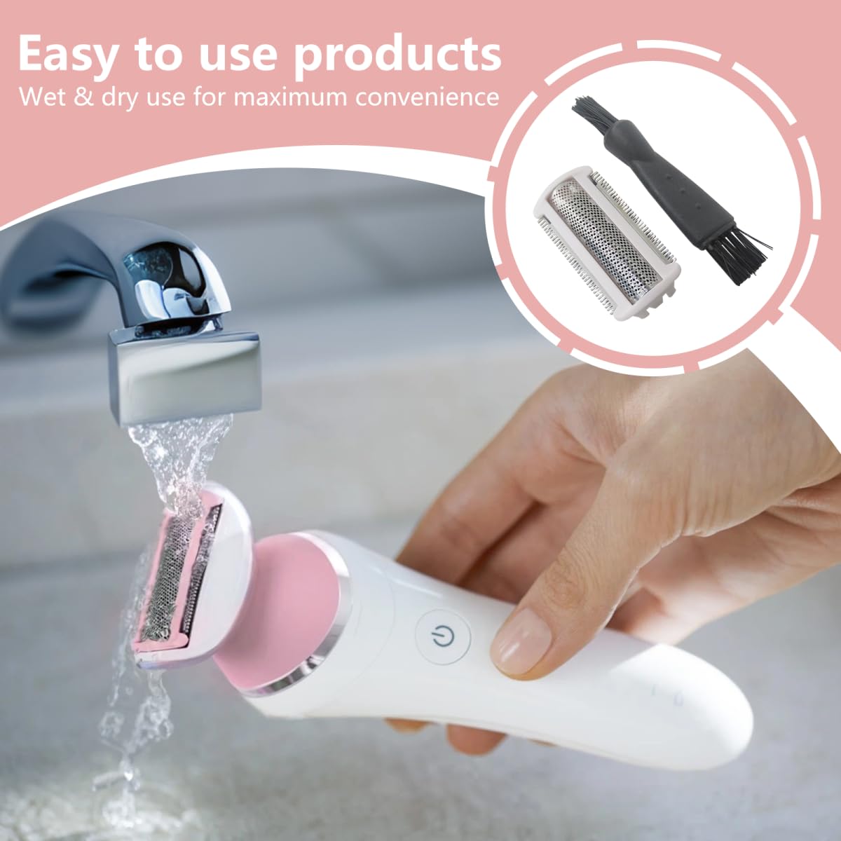 Replacement Bodygroom Trimmer Head for Philips Shaver BRL140/BRL130 - Ergonomic Design for Comfortable Shaving, Easy Clean & Installation, Safe Trimming - Pink - Perfect for Body Grooming, Underarms, Chest & Back Hair Removal at Home or Travel