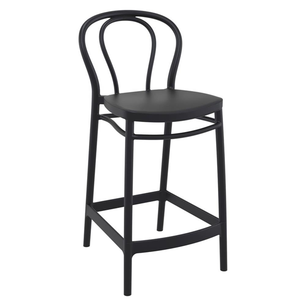 Victor Indoor Outdoor Counter Stools - Set of 2 Black Bar Stools for Kitchen Island, Patio, or Breakfast Nook - Durable & Weather Resistant Counter Height Stools
