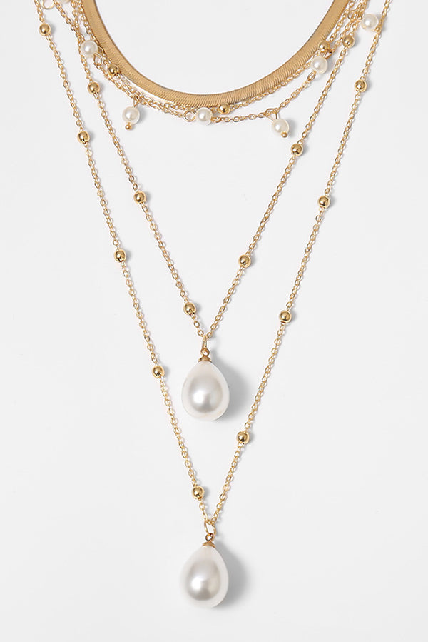 Vintage Style Pearl Necklace with Chain - Elegant Imitation Pearl Jewelry for Women, Perfect for Weddings, Parties & Daily Wear