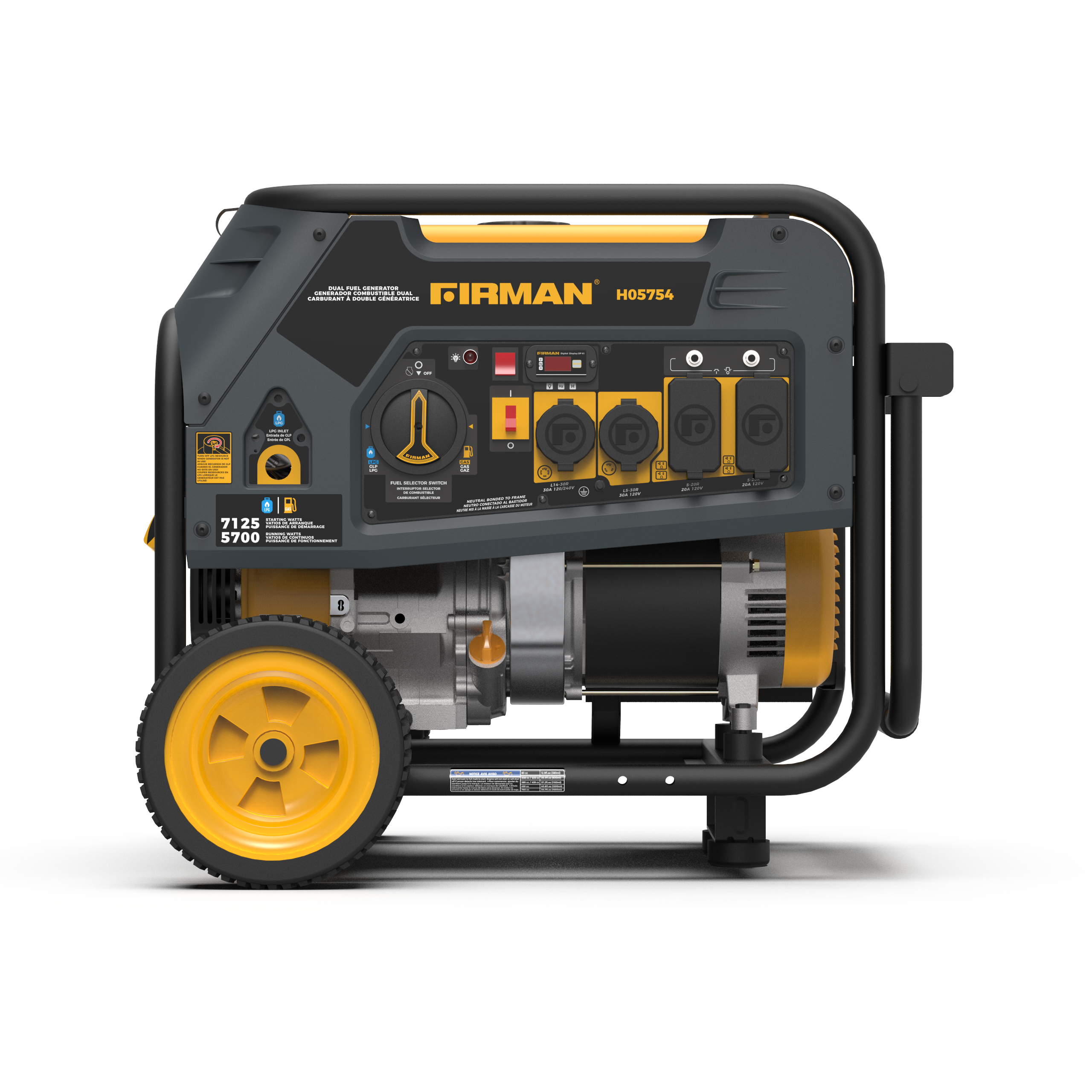 Dual Fuel Portable Generator 5700W - Gas & Propane Powered with Recoil Start, 120/240V Output - Perfect for Home Backup Power, Camping & Outdoor Activities
