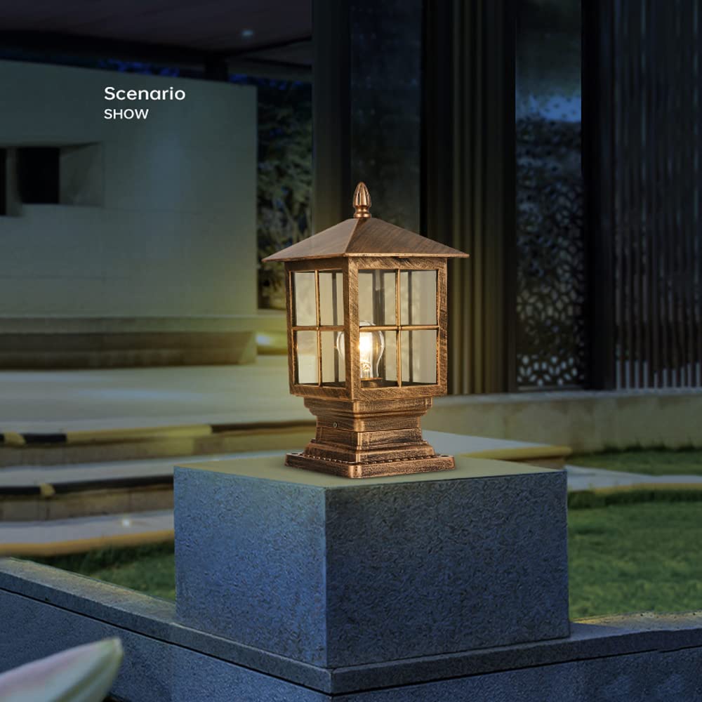 SLAWA Modern Outdoor Column Lights - Waterproof Aluminum Exterior Pillar Lights with Glass Lampshade for Garden, Patio, Pathway & Driveway Lighting | Durable Weatherproof Design for Year-Round Use