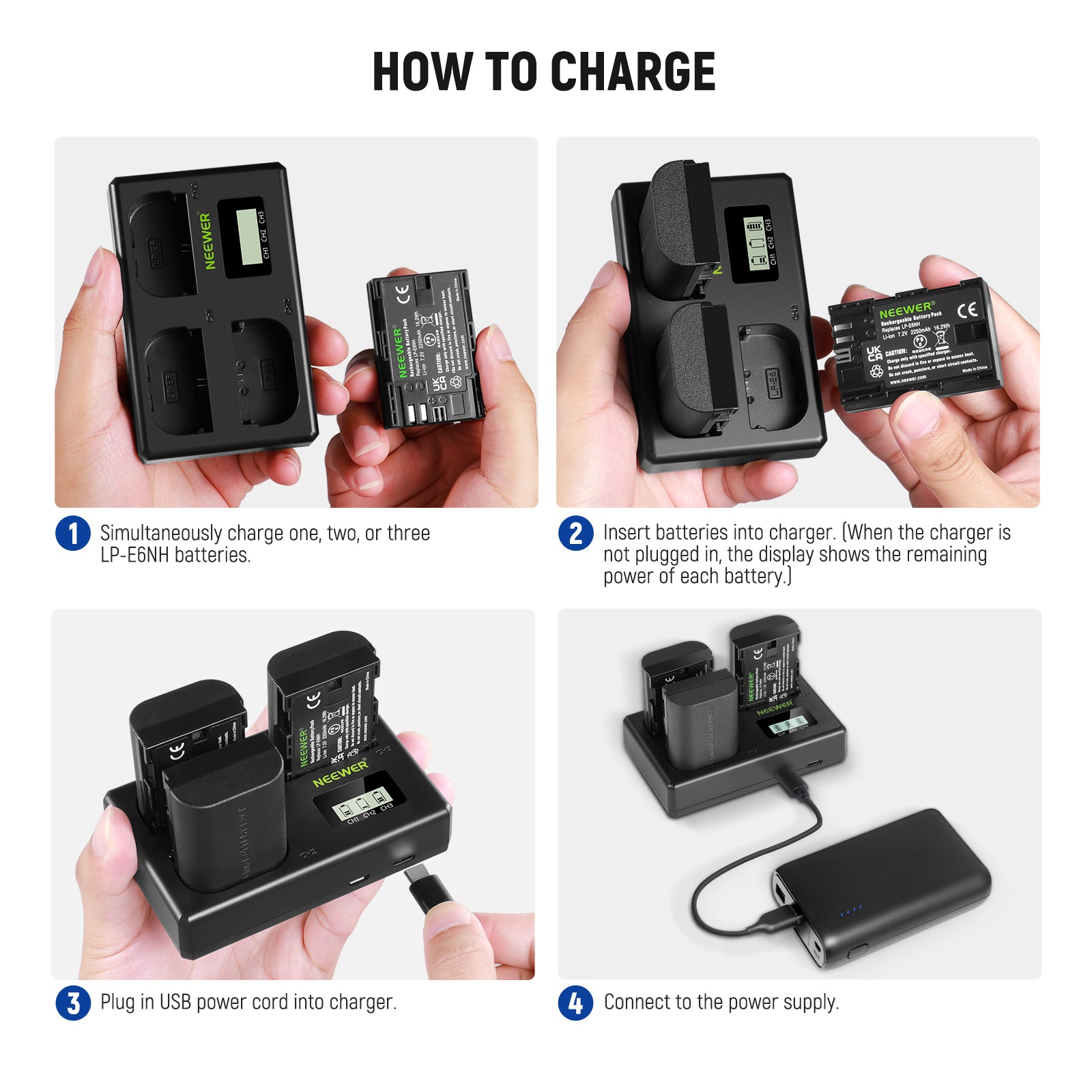NEEWER LP-E6NH R6 II Replacement Battery & Dual Charger Kit for Canon Cameras - Perfect for Travel, Photography, and Professional Shoots