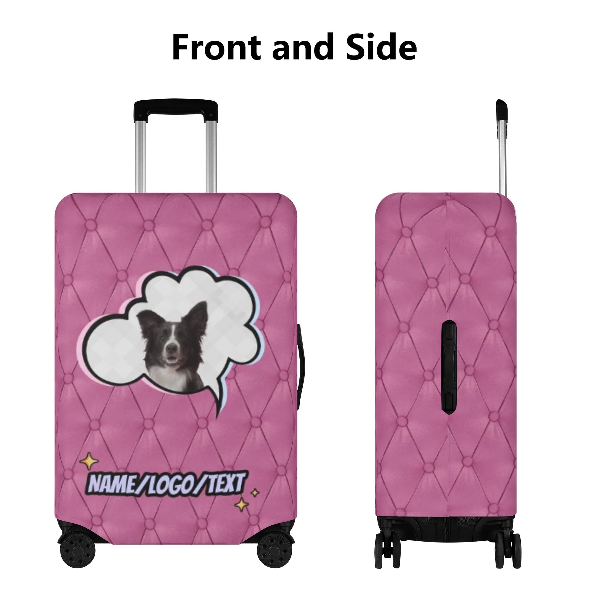 Custom Personalized Luggage Cover with Photo & Text - Creative Travel Suitcase Protector for 18-32 Inch Bags | Washable Durable Baggage Cover | Perfect Gift for Family & Friends | Ideal for Airports, Vacations & Business Trips