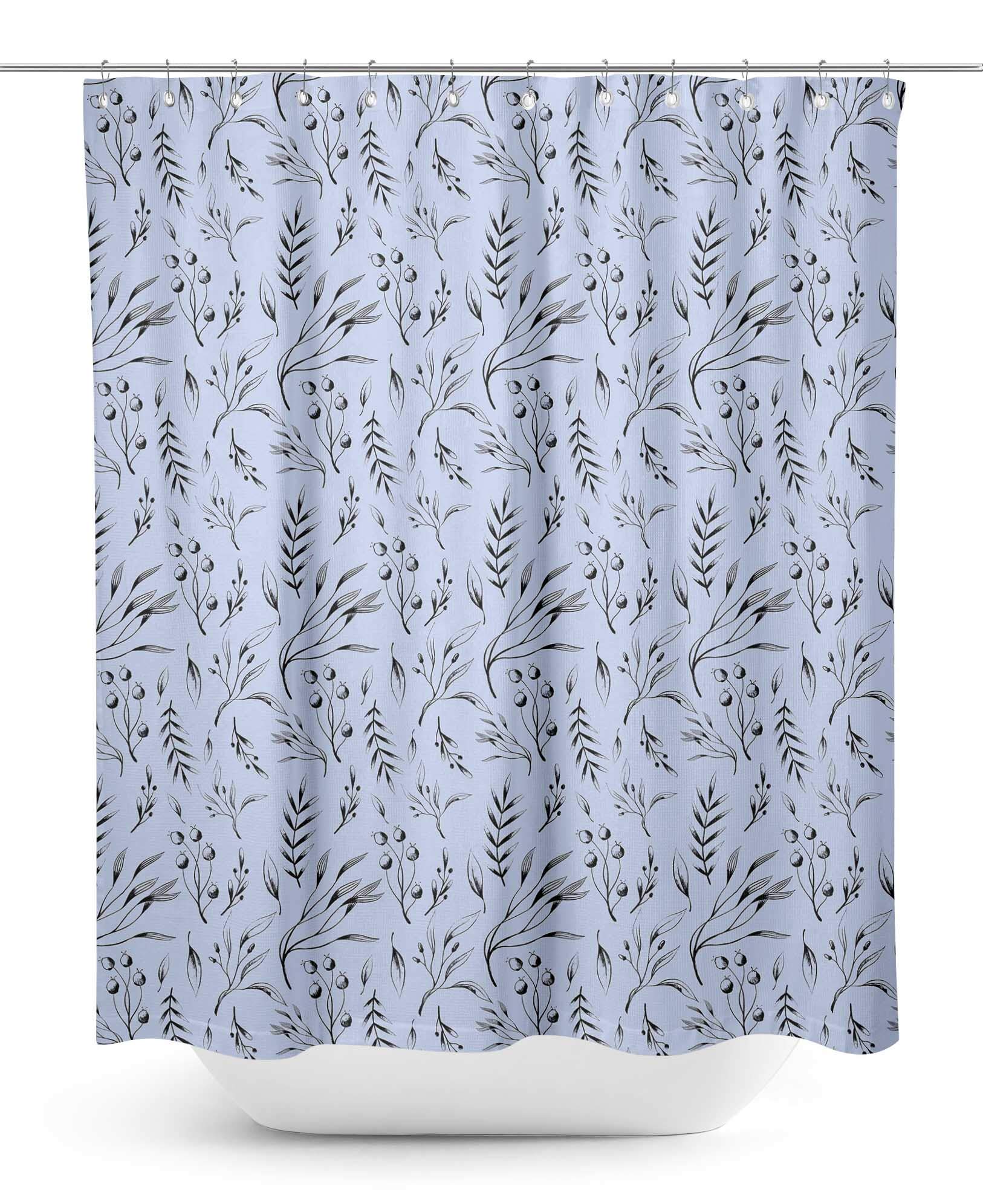 Blueberry Leaves Waterproof Shower Curtain - 60 x 84 Inch Bathroom Decor for Modern Homes | Stylish & Mold Resistant | Perfect for Farmhouse, Coastal, or Boho Bathroom Themes