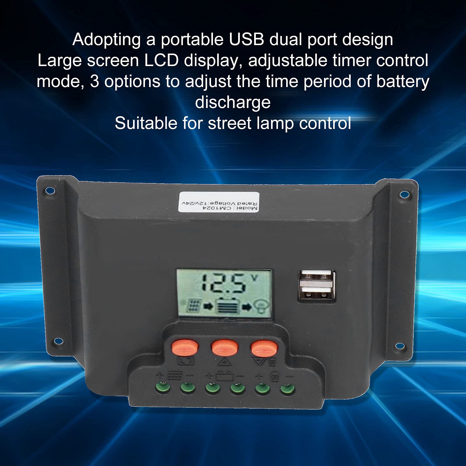 12V 24V LCD Solar Charge Controller - Adjustable PWM with Overload & Short Circuit Protection for Solar Panels, RV, Marine, Off-Grid Systems - Perfect for Home, Industrial & Outdoor Use