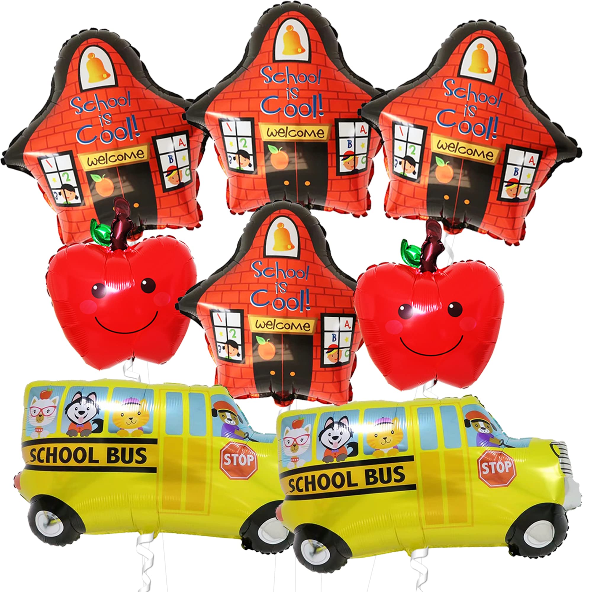 Back to School Balloons Set - 19 Pack with School Bus, Apples & 'School is Cool' Balloons | First Day of School Decorations | Perfect for Classroom Parties, School Bus Welcome Decor & Teacher Appreciation Gifts
