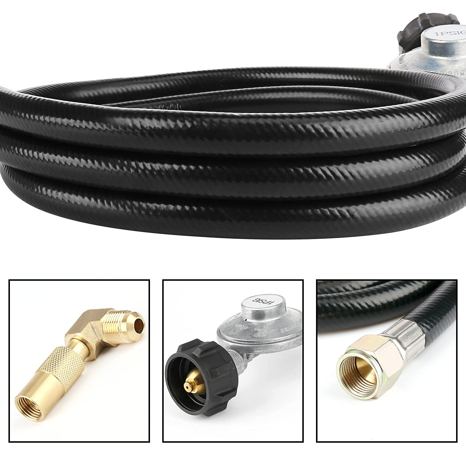Uniflasy 5 Feet Propane Adapter Hose with Regulator for 17
