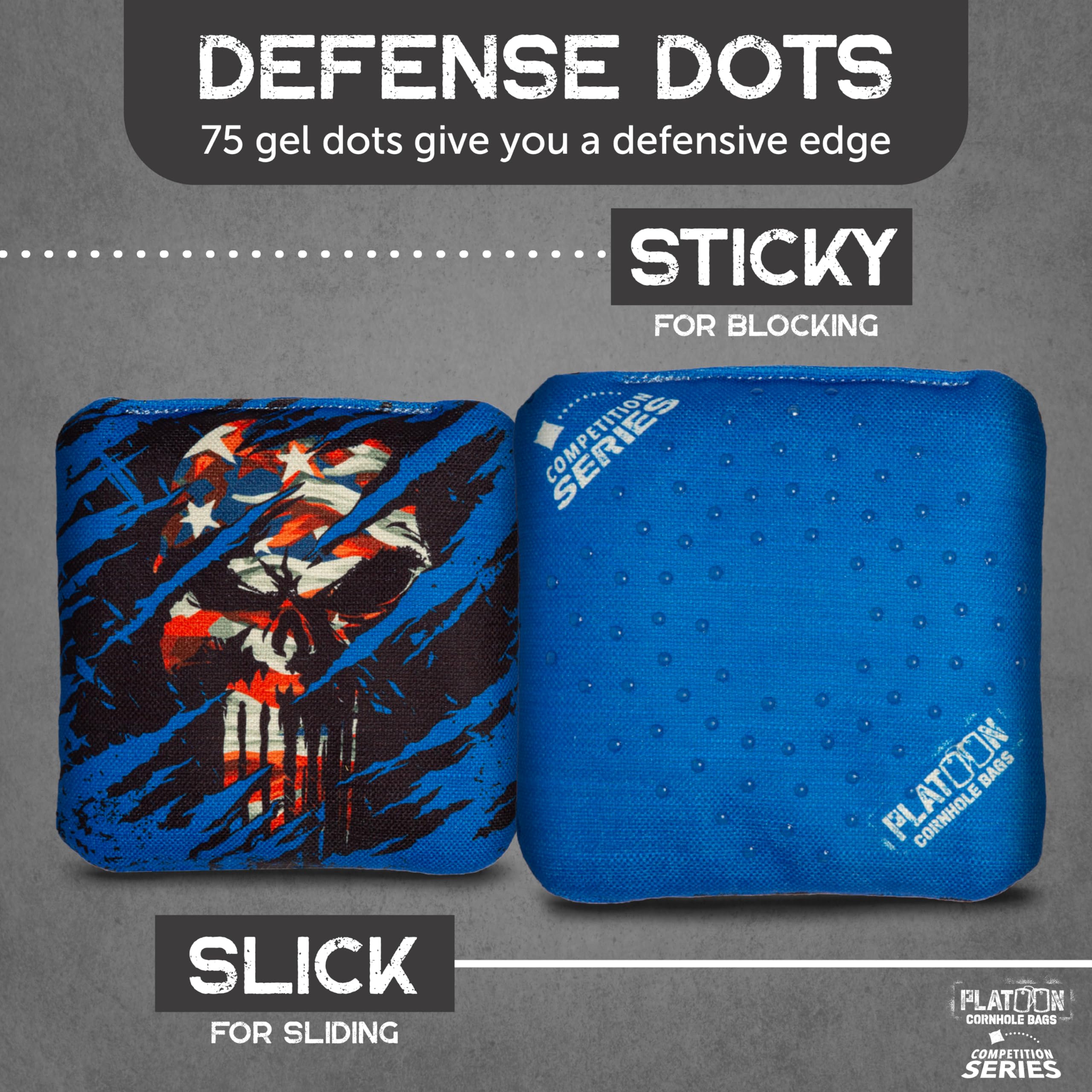 Professional Cornhole Bags Set of 8 - Regulation Weight, Double Sided with Slick & Sticky Rubber Dots - Competition Series for Pro Corn Hole Bean Bag Toss Game - Perfect for Backyard Parties, Tailgating, and Outdoor Events - Made in USA