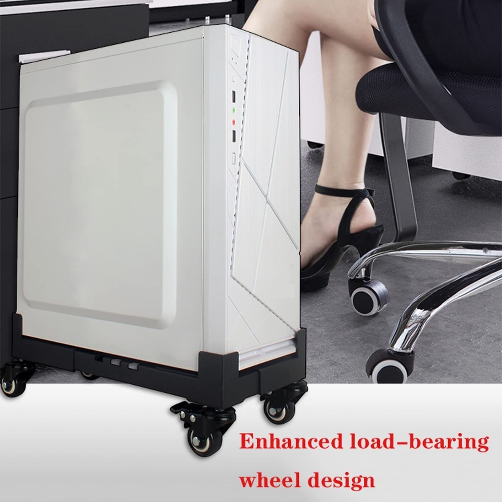 Adjustable Rolling Computer Cart - Under Desk CPU Stand with Wheels for Home Office, Large Multicolor Computer Tower Holder | Perfect for Gaming PCs, Workstations & Home Office Setups
