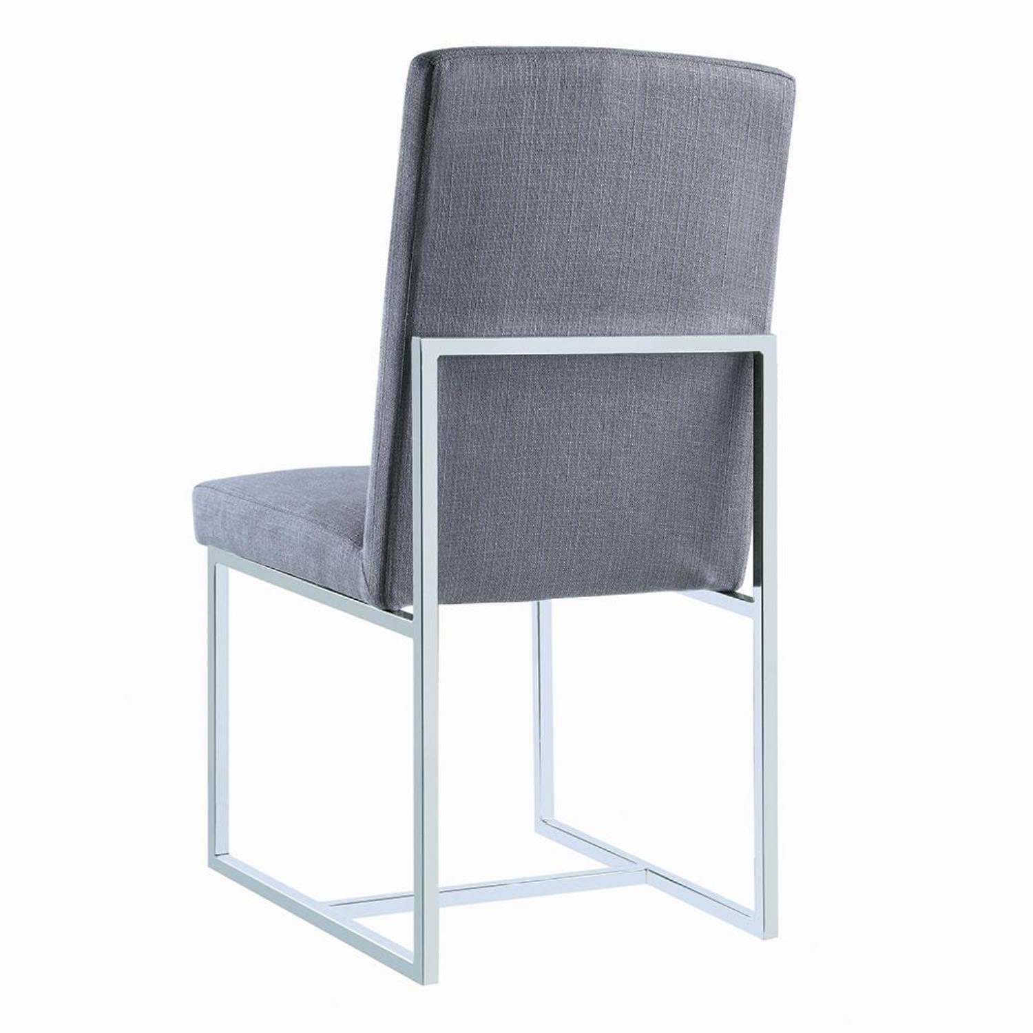 Jackson Floating Dining Chairs Set of 2 - Modern Grey Upholstered Seats with Polished Chrome Legs - Perfect for Kitchen, Dining Room, and Small Space Decor