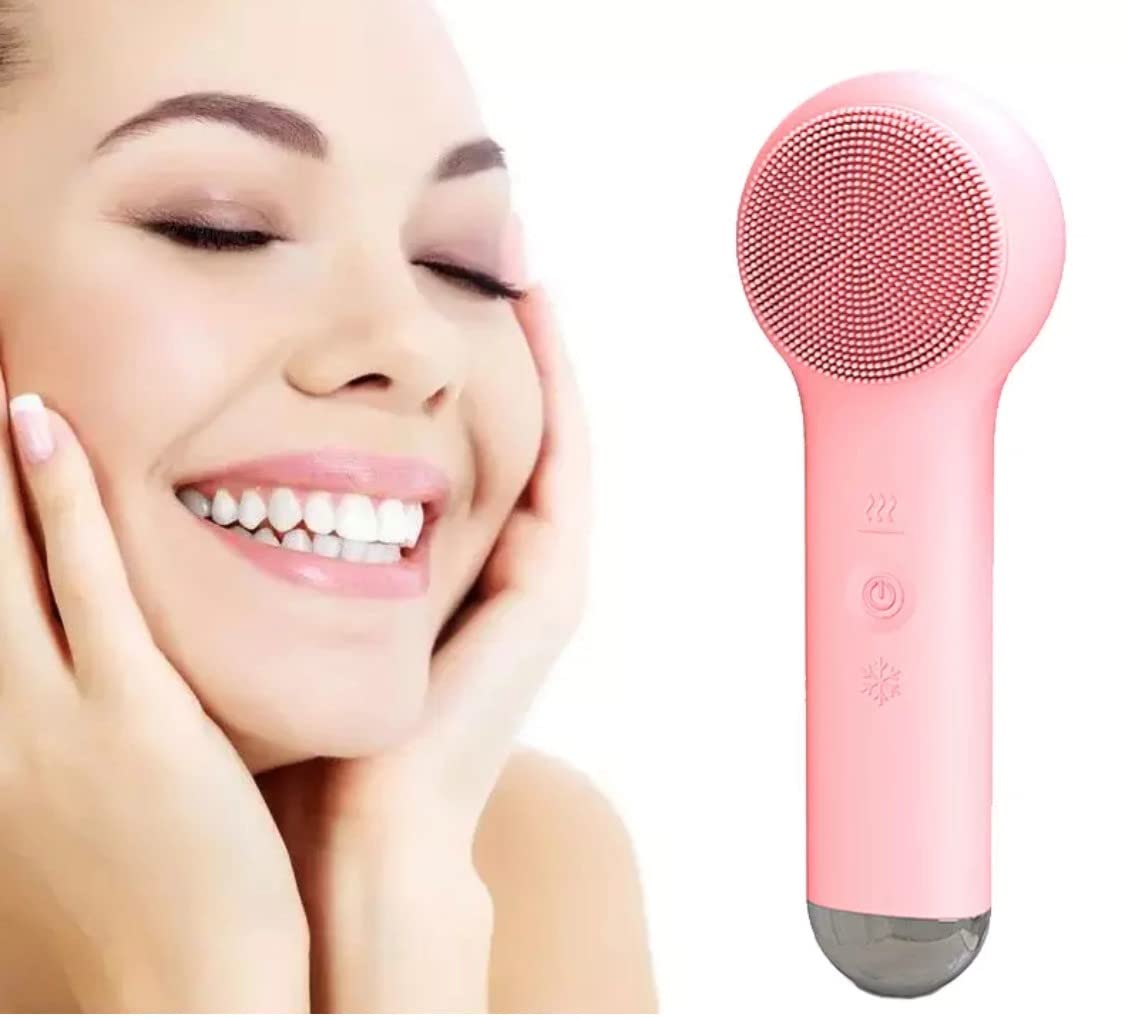 Rechargeable Silicone Facial Cleansing Brush with Hot & Cold Therapy - Pore Cleanser & Vibration Massager for Deep Skin Exfoliation - Perfect for Daily Skincare Routine & Spa Treatments at Home