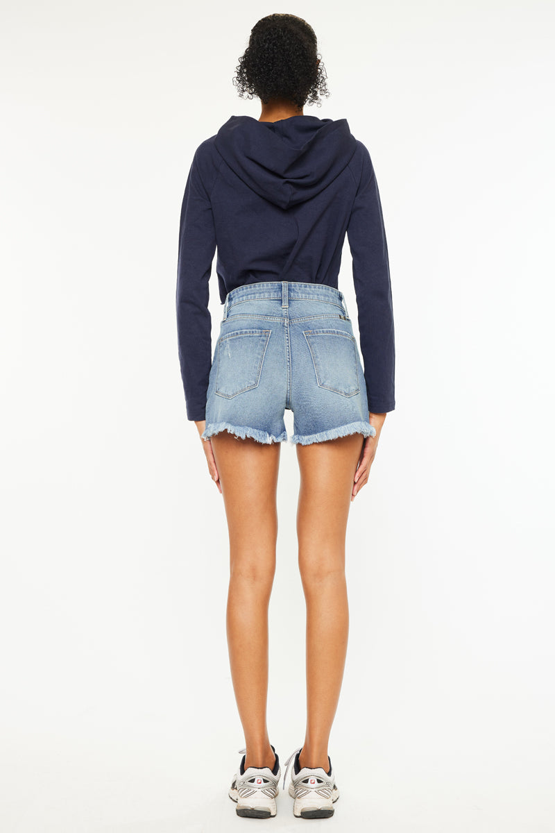 Janelle Essentials High Rise Mom Shorts - Women's Comfortable Stretchy Denim Shorts for Summer, Casual Wear & Maternity Fashion