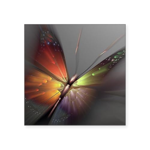 Clear - Multicolored Butterfly Square Sticker 3 X 3