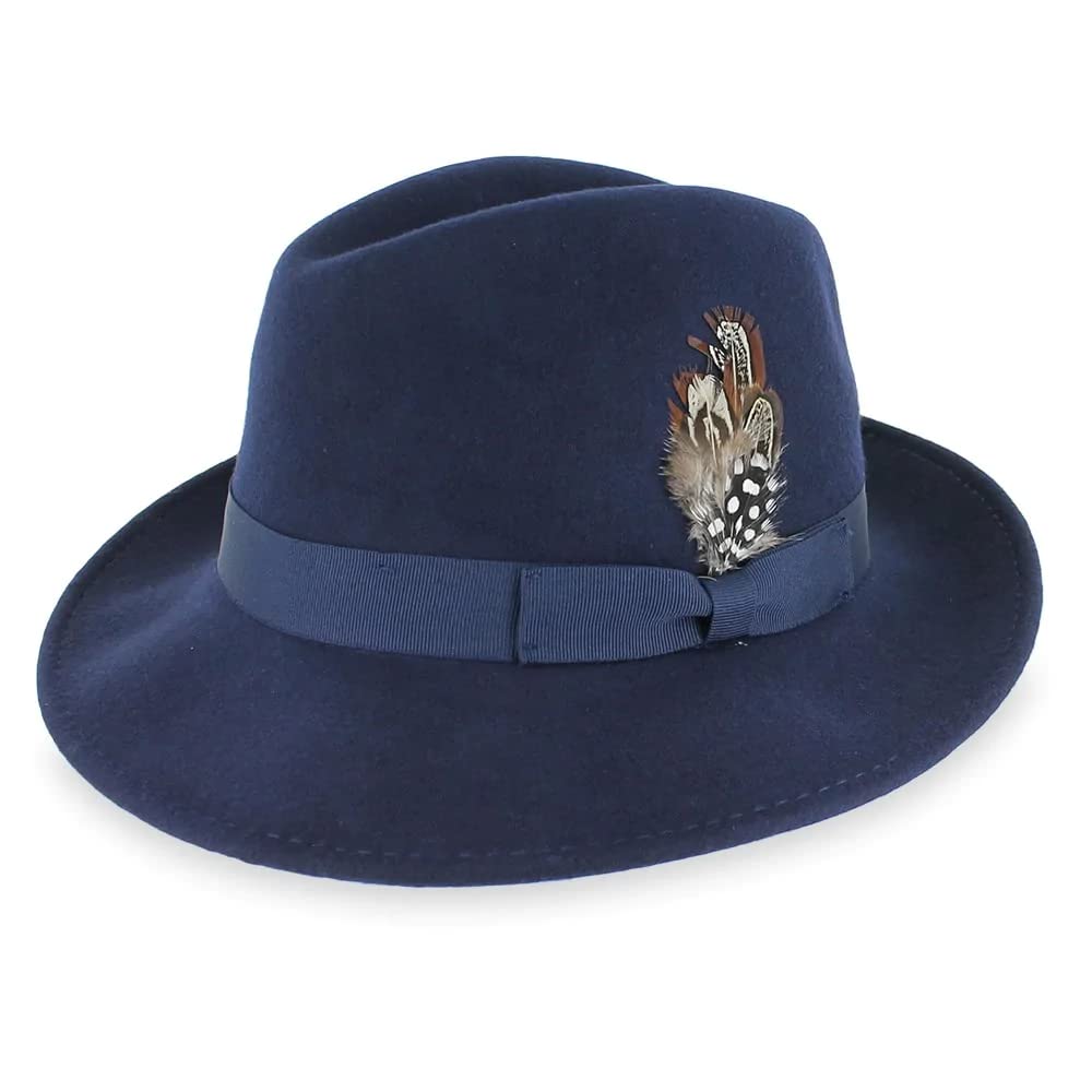 Vintage Wool Fedora Hat for Men - Black, Blue, Grey, Brown - Perfect for Casual & Formal Wear