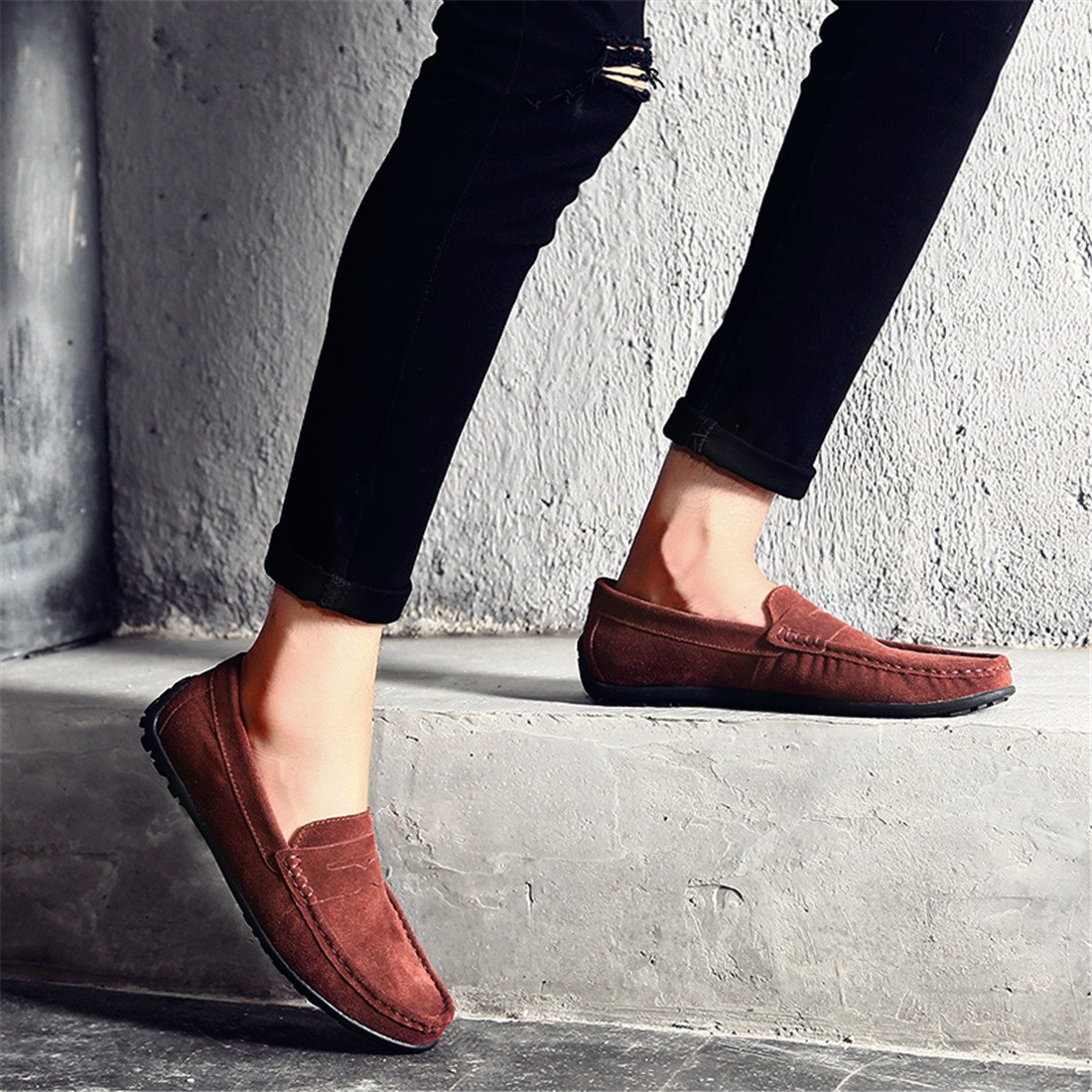 Stylish Men's Suede Leather Penny Loafers - Comfortable Slip-On Driving Moccasins & Boat Shoes for Casual Wear, Office, and Outdoor Activities