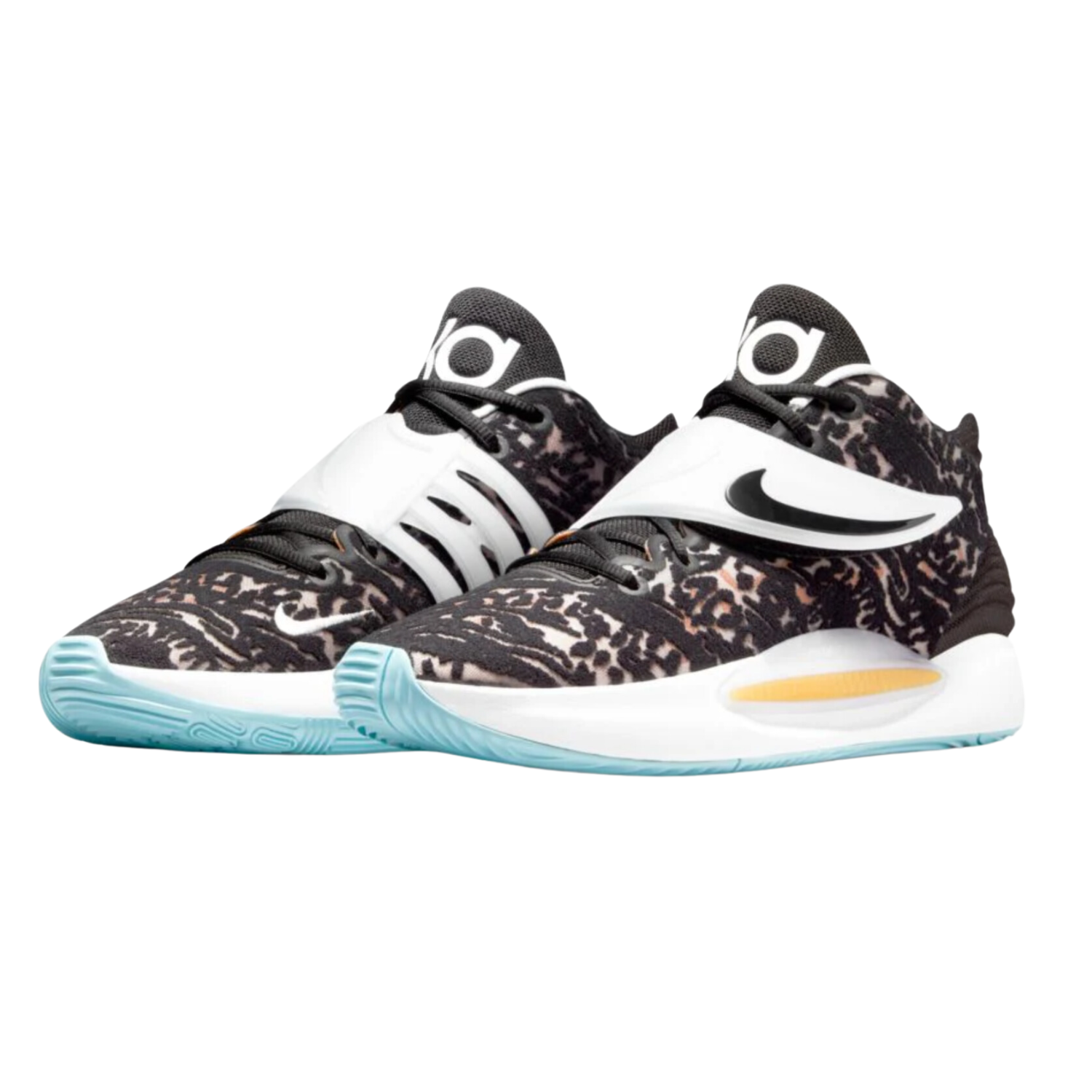Nike KD 14 Basketball Shoes - Floral Black/White/Light Blue - High-Performance Court Sneakers for Men | Perfect for Indoor & Outdoor Games, Training, and Streetwear Fashion