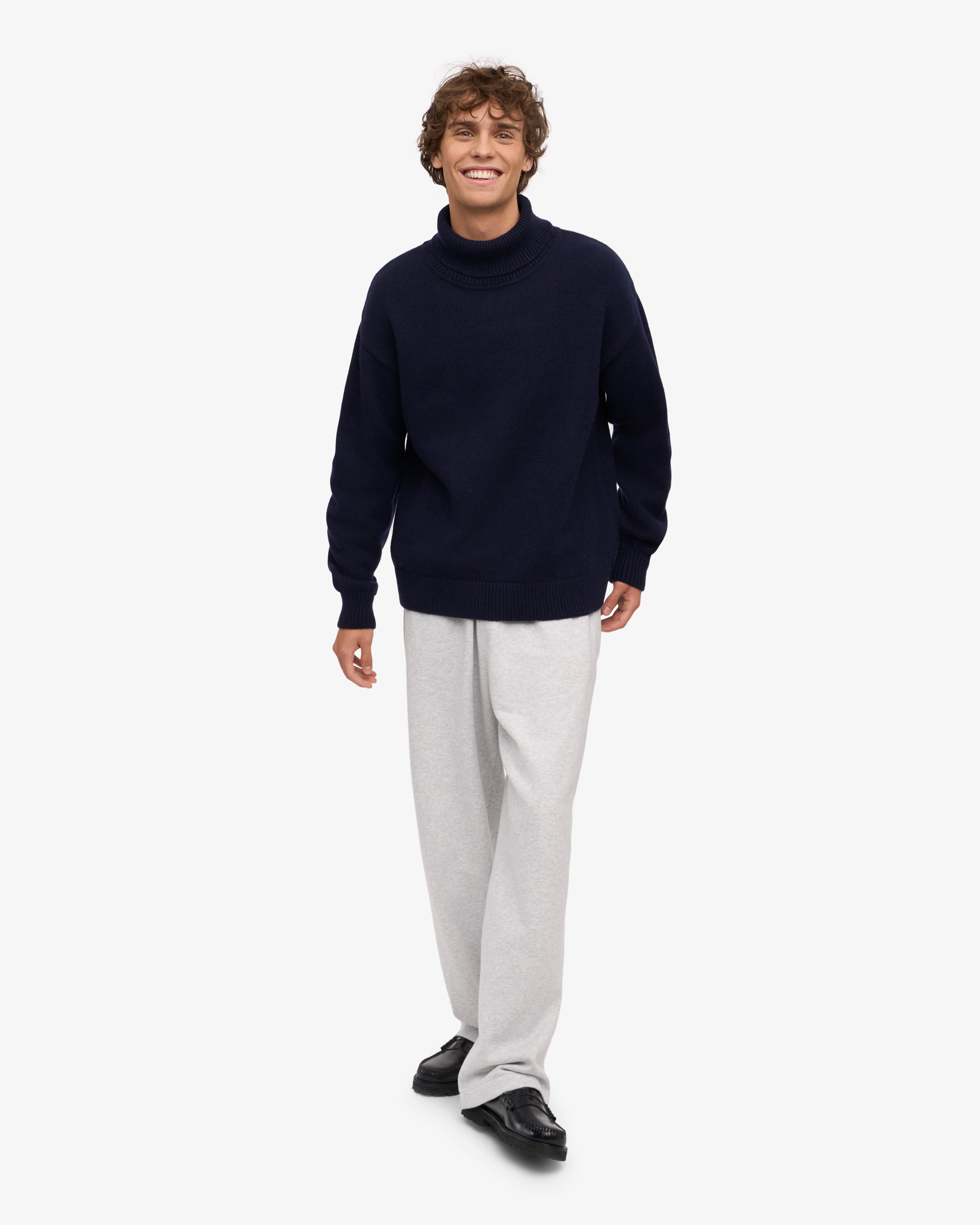 Premium Merino Wool Turtleneck Sweater for Men & Women - Soft & Warm Navy Blue Pullover - Perfect for Winter, Office & Casual Wear