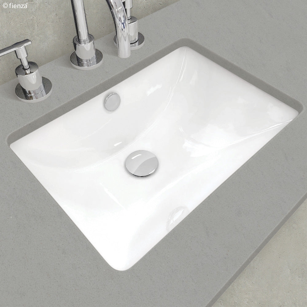 Fienza TR4070 Sarah Undermount Ceramic Bathroom Sink - White Porcelain Basin for Modern Vanity, Bathroom Remodel & Powder Room Upgrade