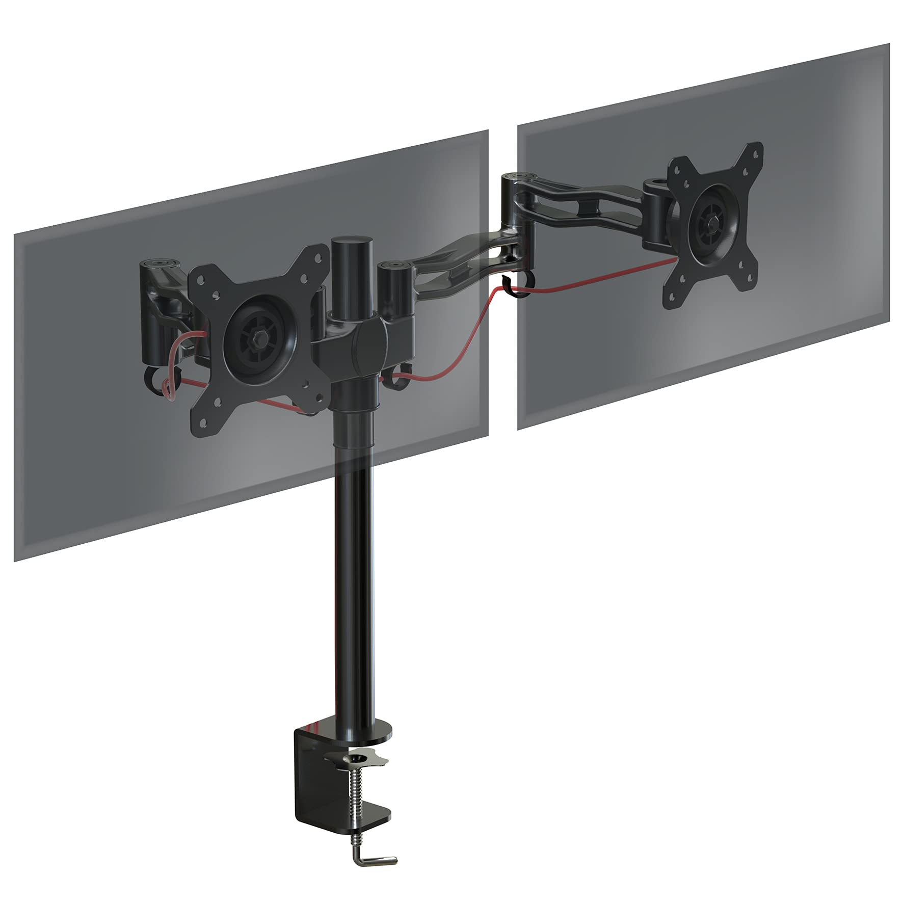 Duronic DM352 Dual Monitor Stand - Adjustable Freestanding Desk Mount for 13-27 Inch LCD/LED Screens (VESA 75/100, 8kg Capacity, ±15° Tilt) - Black | Perfect for Home Office, Gaming Setup & Workspace Organization