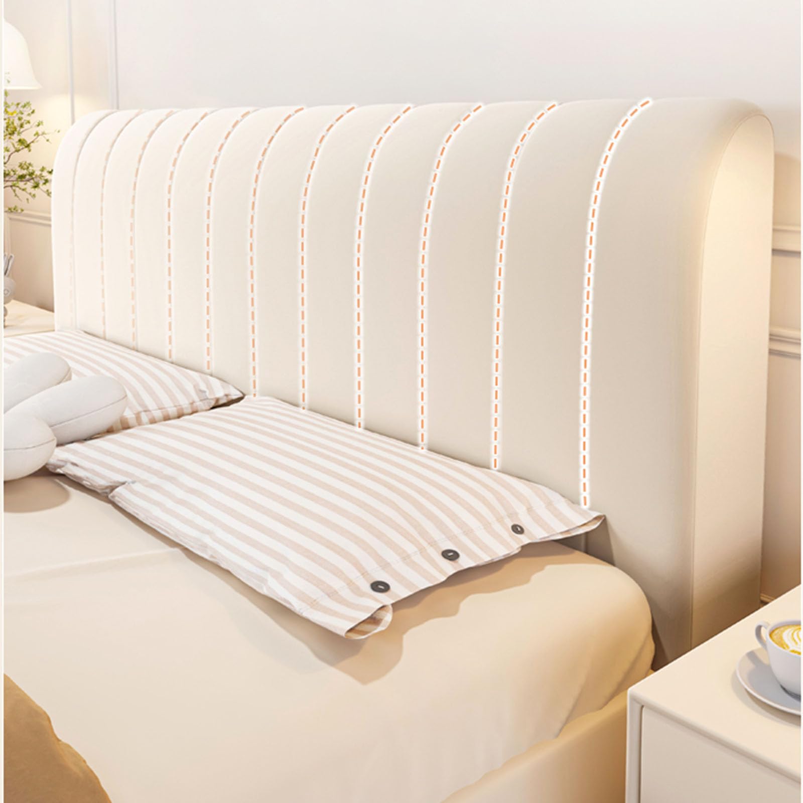 EFELIM Velvet Headboard Cover - Full, Queen & King Size Quilted Slipcover - Thick Dustproof Protector for Bedroom Decor - Washable & Reusable (Khaki Diamond, Queen: 59in/150cm) - Perfect for Home, Hotel & Airbnb Styling