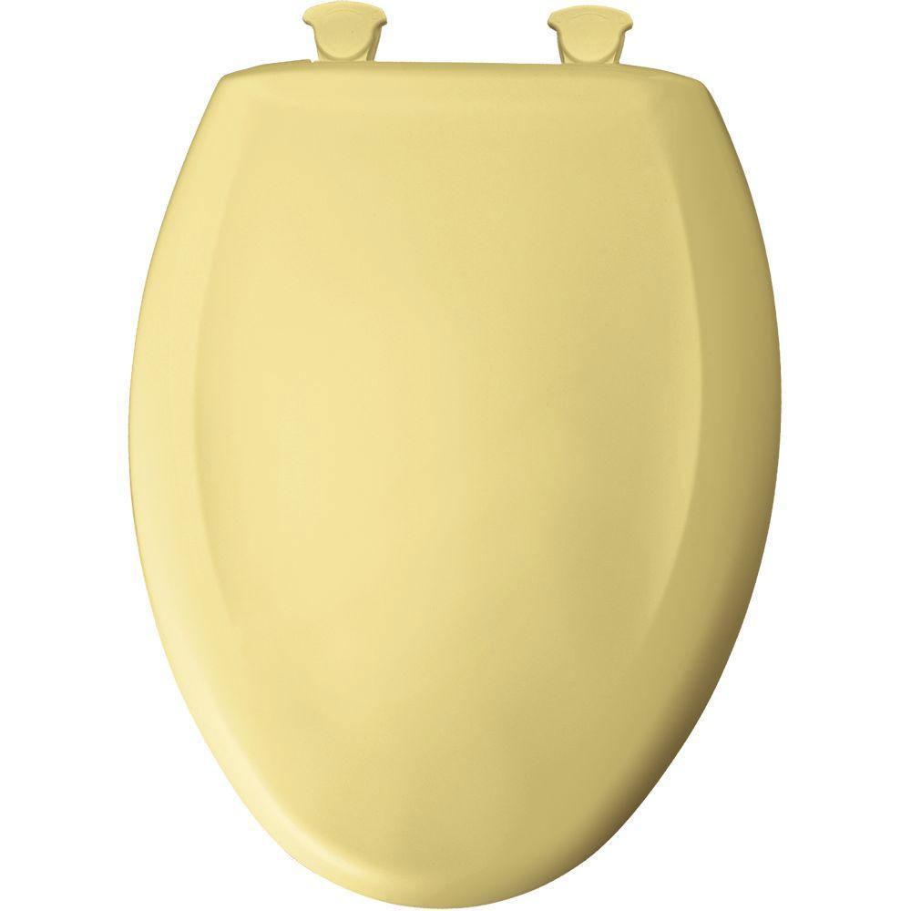 Bemis Slow Close STA TITE Elongated Closed Front Toilet Seat - Durable & Quiet, Yellow (Model 529789) - Perfect for Bathroom Upgrade & Home Renovation