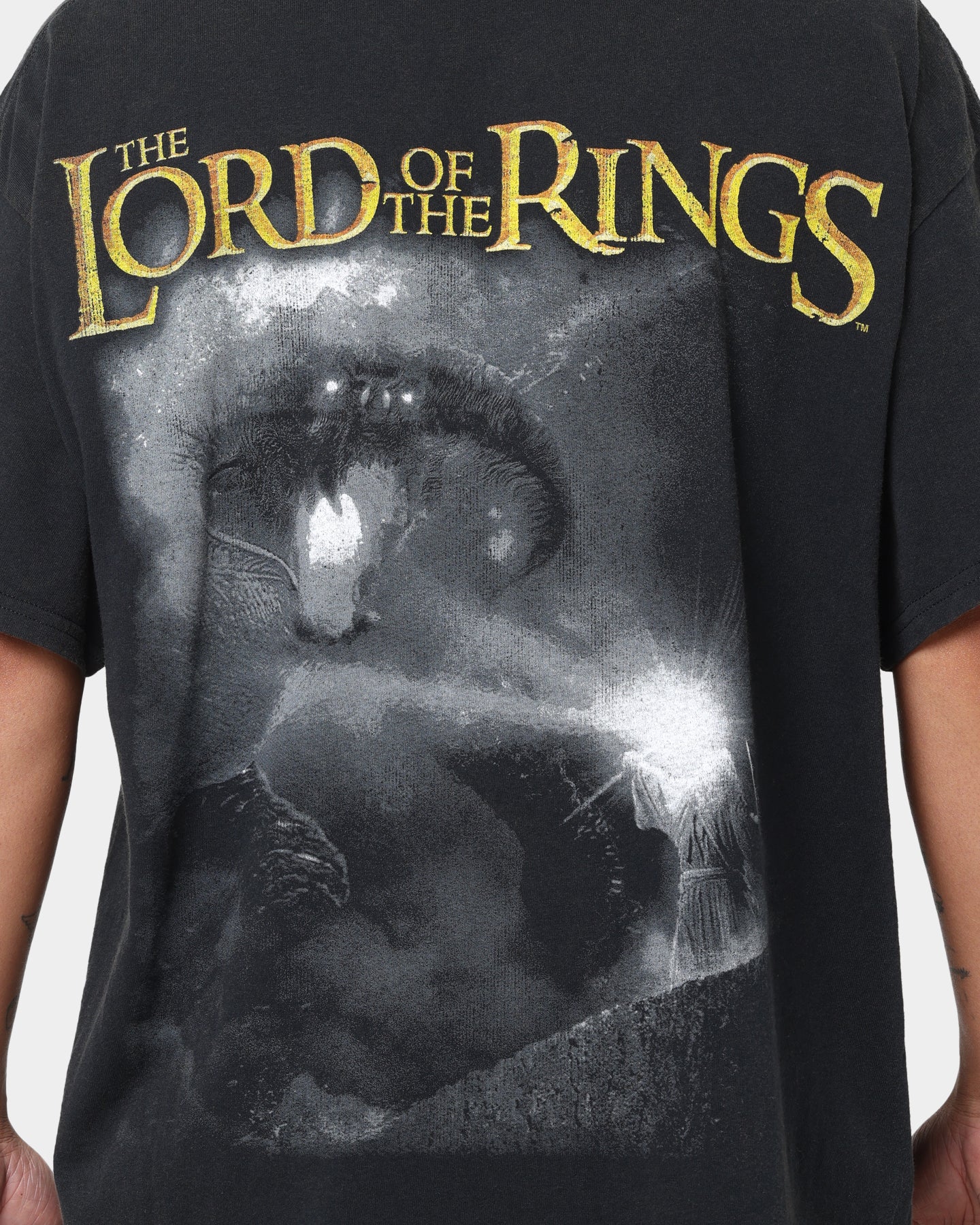 Vintage Washed Black Lord of The Rings Fellowship T-Shirt - American Thrift Style for Casual Wear & Movie Nights