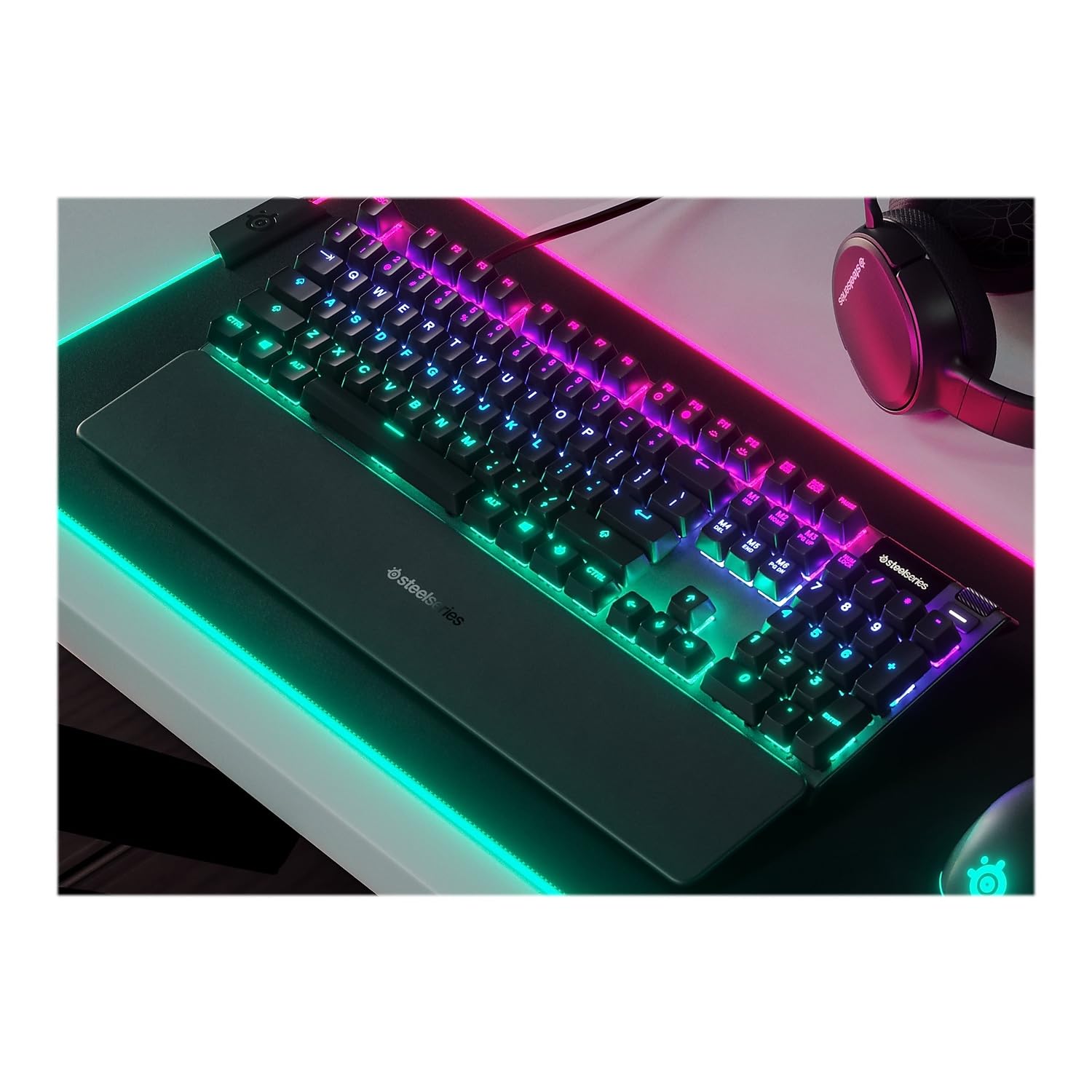 SteelSeries Apex 5 Hybrid Mechanical Gaming Keyboard - RGB Backlit, Aircraft-Grade Aluminum Frame, OLED Display (Blue Switch) - Perfect for PC Gaming, Esports & Office Work