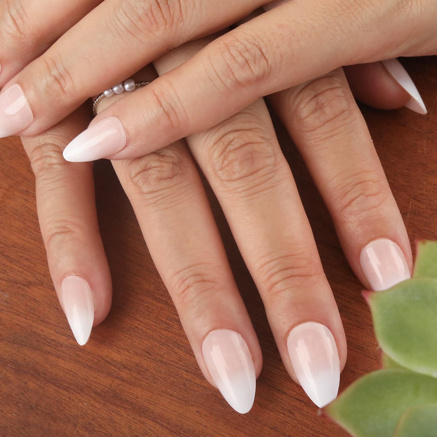 Gradient Art Press On Nails - Short Almond Fake Nails with ABS Natural Fit | Reusable Stick On Nails in 12 Sizes (24 PCS) | Soft Gel Fake Nails Kit | Salon-Quality Wings of Stars Design | Perfect for Parties, Weddings & Daily Wear