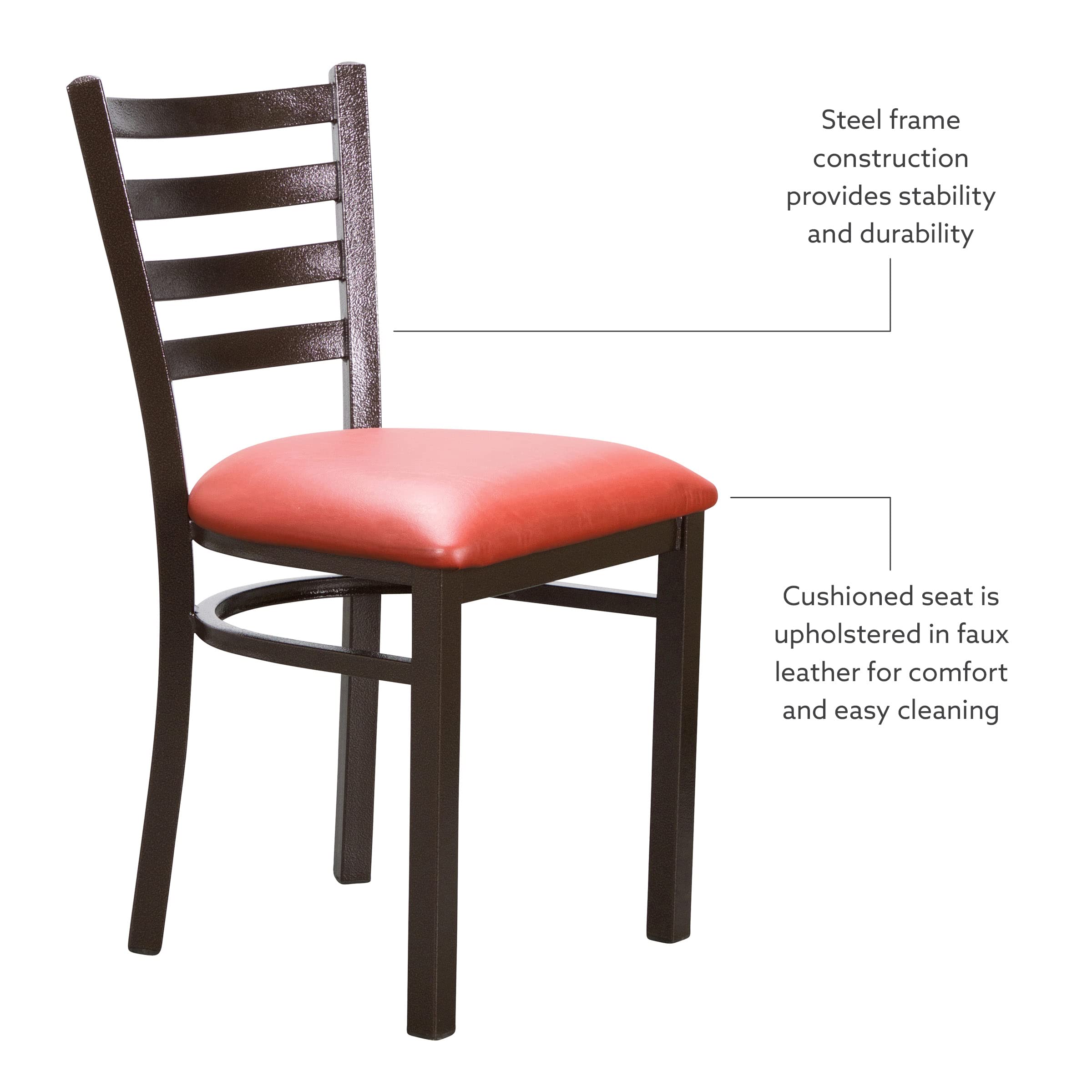 LINON Baxter Black/Red Metal Side Chair, Set of 2 - Modern Dining Chairs for Kitchen, Dining Room, Office & Outdoor Use - Durable Metal Frame & Comfortable Seating
