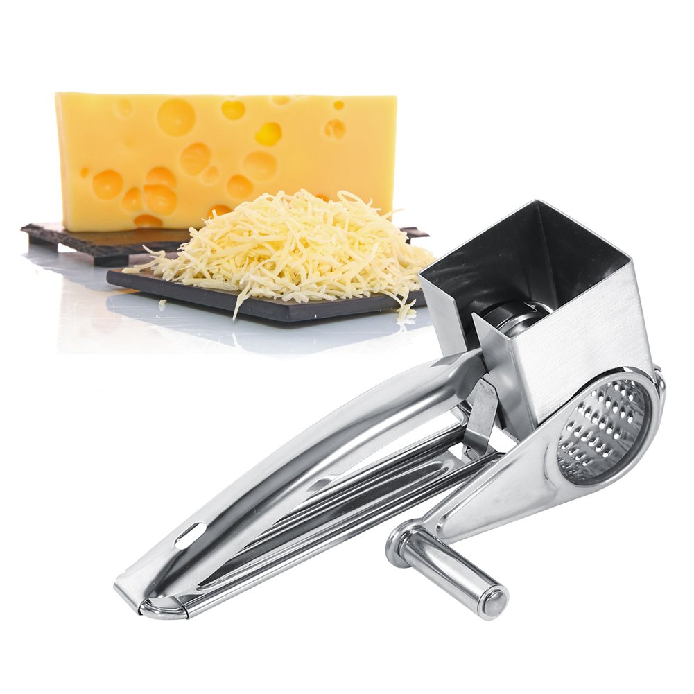 Premium Stainless Steel Rotary Cheese Grater - Multipurpose Kitchen Tool for Shredding Cheese, Vegetables & Chocolate | Perfect for Pasta, Pizza, Salads & Baking