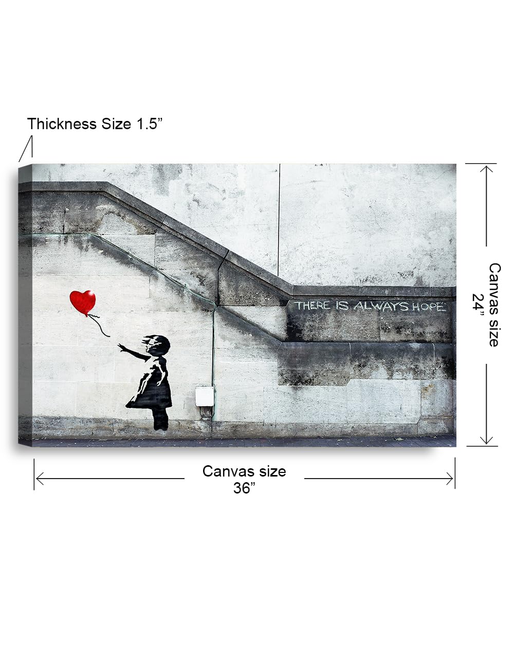 DECORARTS - Banksy Graffiti Art Print 'There is Always Hope' - 36x24 Inch Giclee Canvas Wall Art for Living Room, Bedroom & Office Decor - Ready to Hang Modern Home Artwork