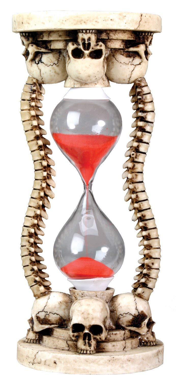 Skull Sand Timer Collectible Figurine - Unique Gothic Home Decor & Office Desk Accessory for Halloween, Steampunk, and Dark Aesthetic Lovers