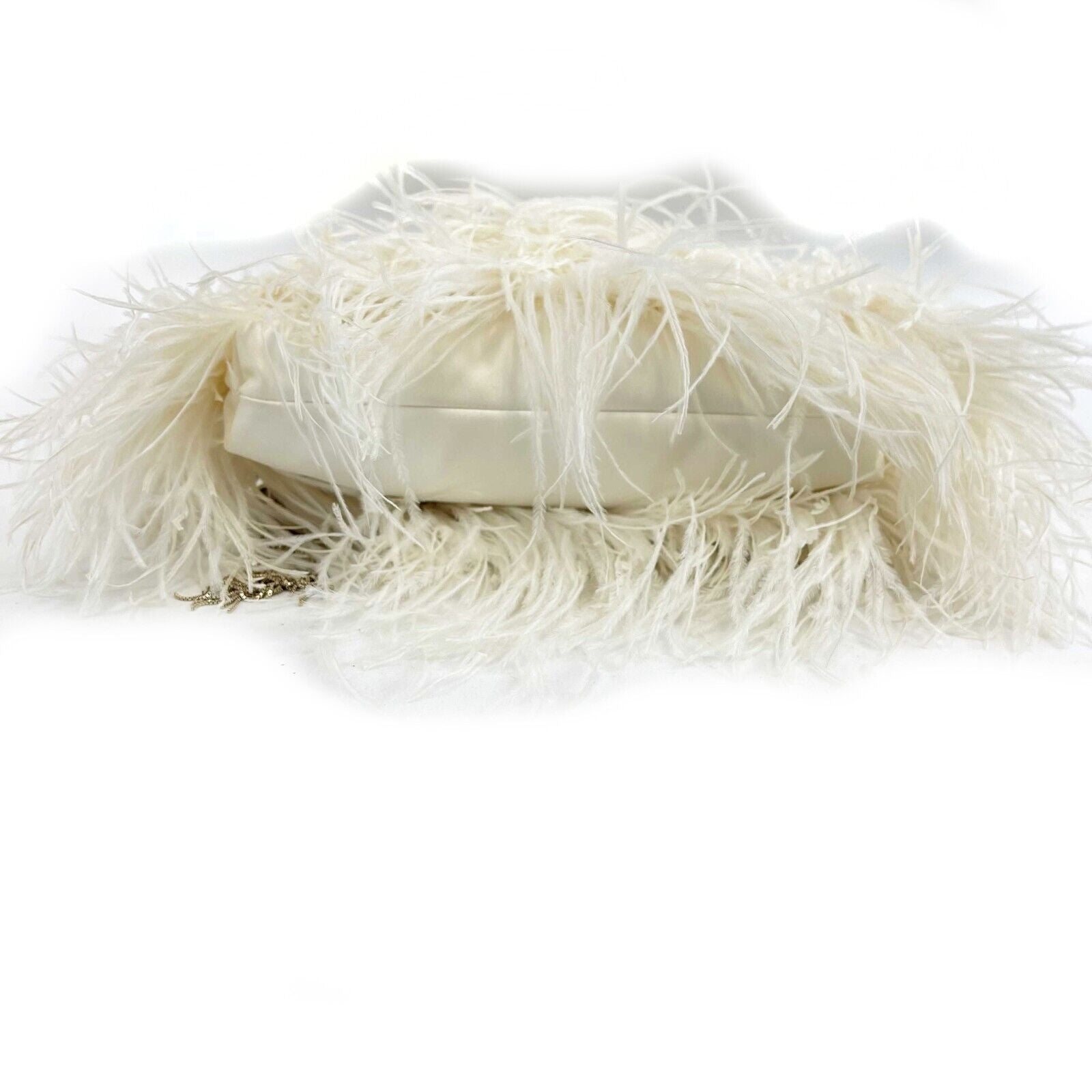 Jimmy Choo Ostrich Feather Callie Tasseled Clutch Bag in Cream | Luxury Evening Clutch for Weddings, Parties & Special Events